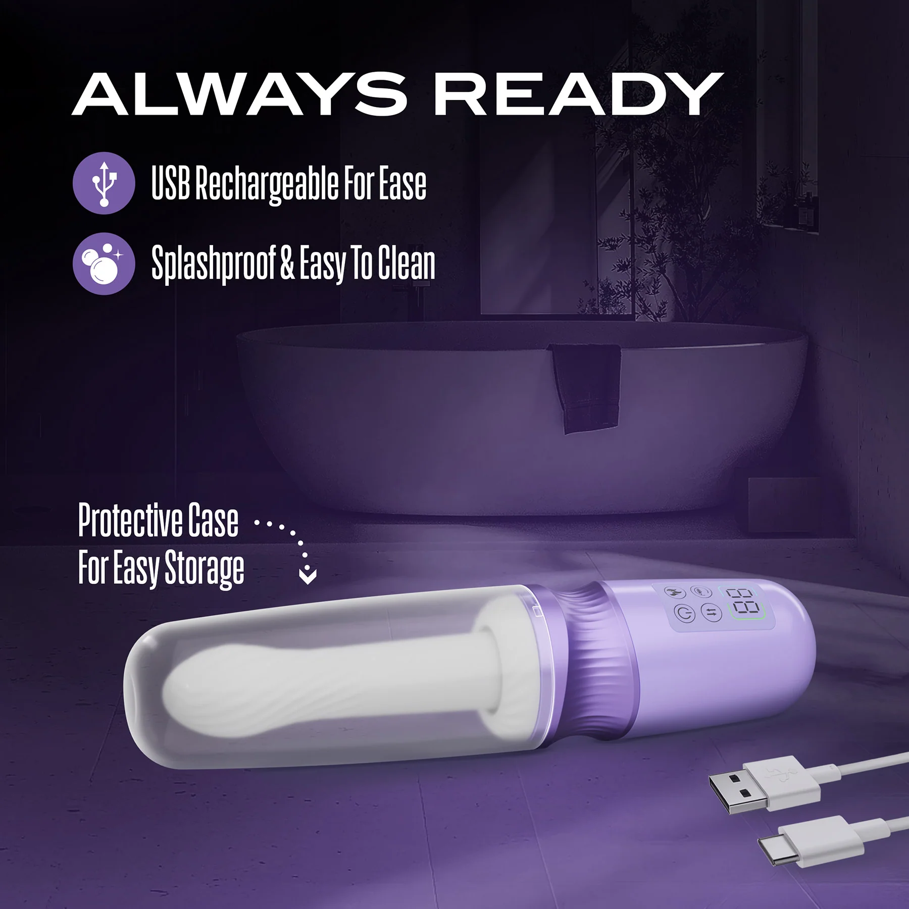 Temptasia Violet Vixen Warming & Thrusting Silicone Vibrating Dildo With Suction Cup Mount - Image 11