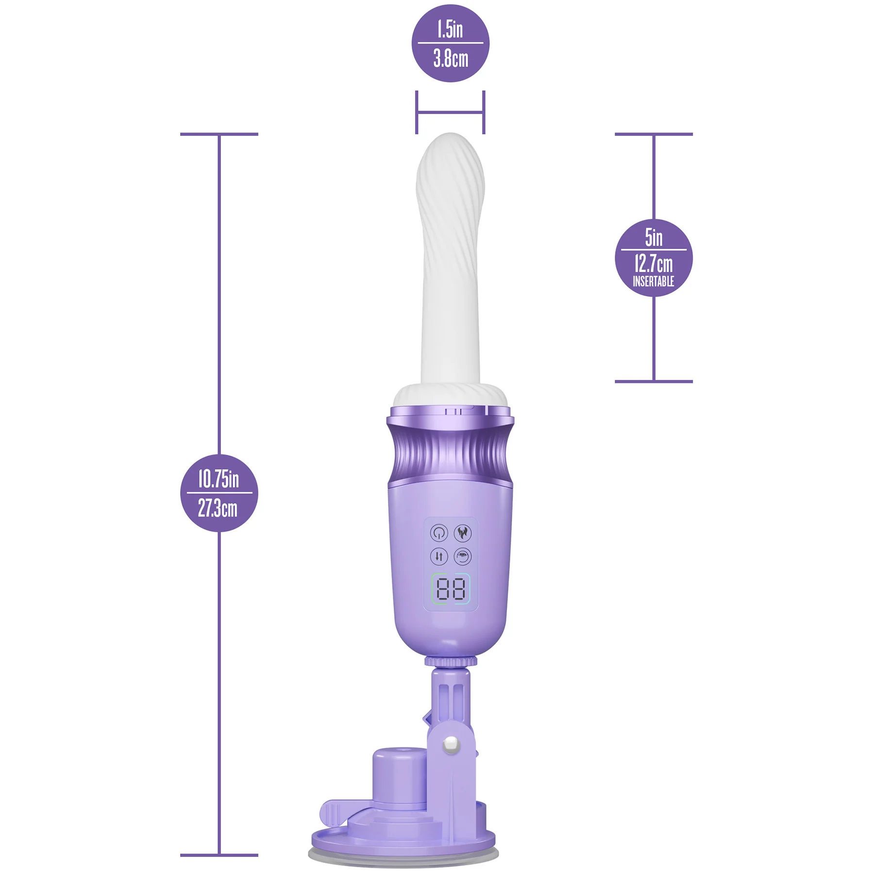Temptasia Violet Vixen Warming & Thrusting Silicone Vibrating Dildo With Suction Cup Mount - Image 13