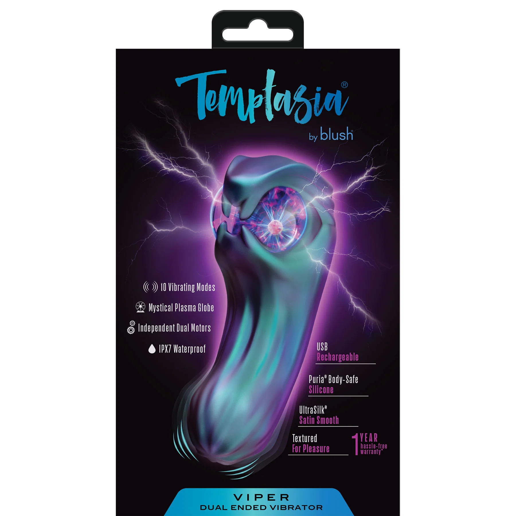 Temptasia By Blush Viper Pulse Vibrator With Mystical Plasma Globe - Dark Millenia - Image 16