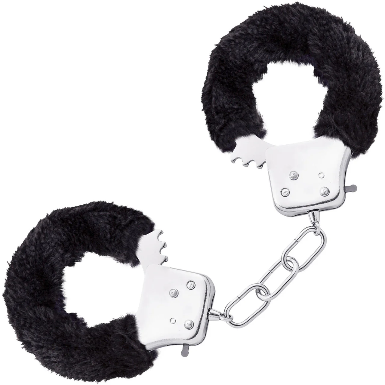 Temptasia Cuffs By Blush Novelties - Black Furry Handcuffs - Image 2