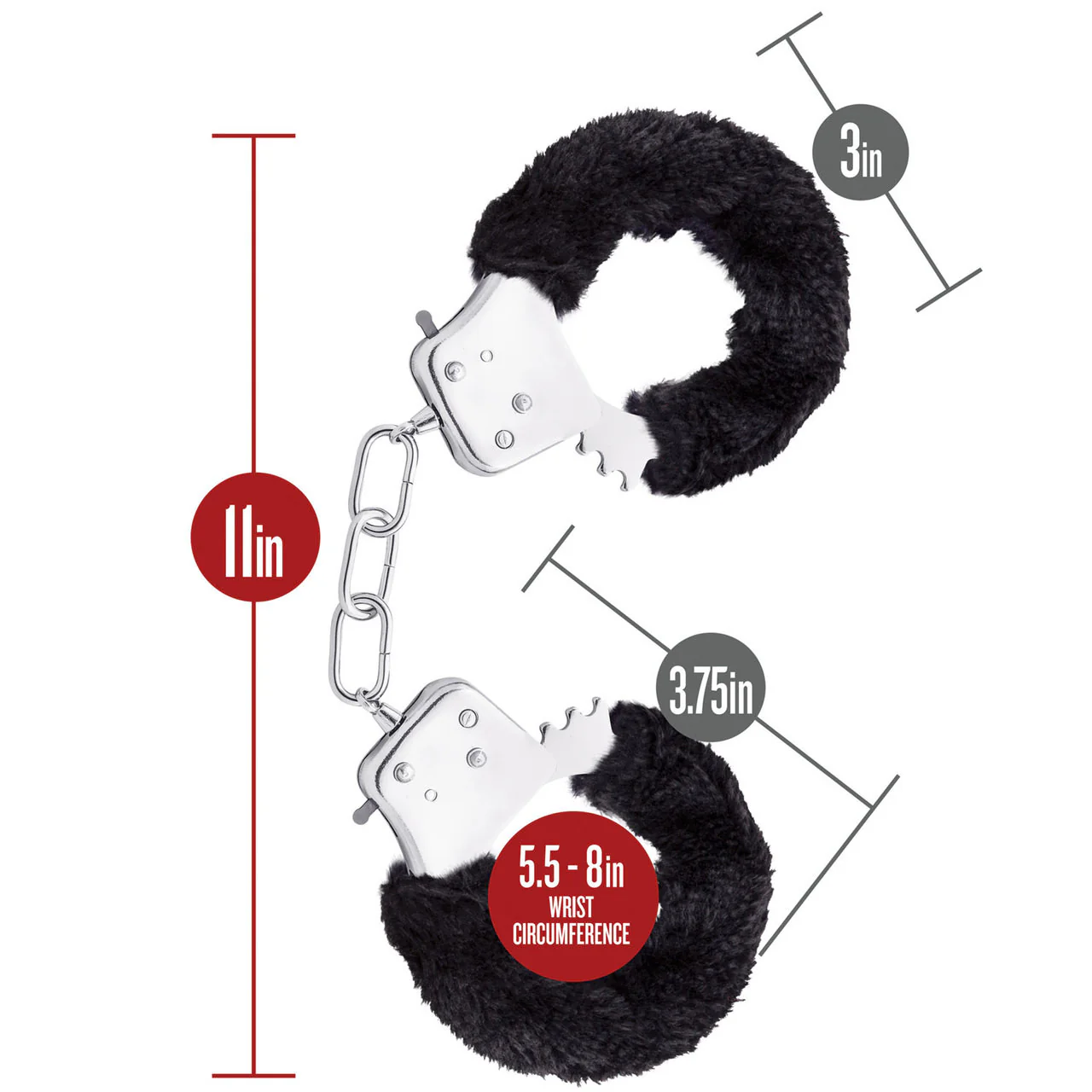 Temptasia Cuffs By Blush Novelties - Black Furry Handcuffs - Image 5