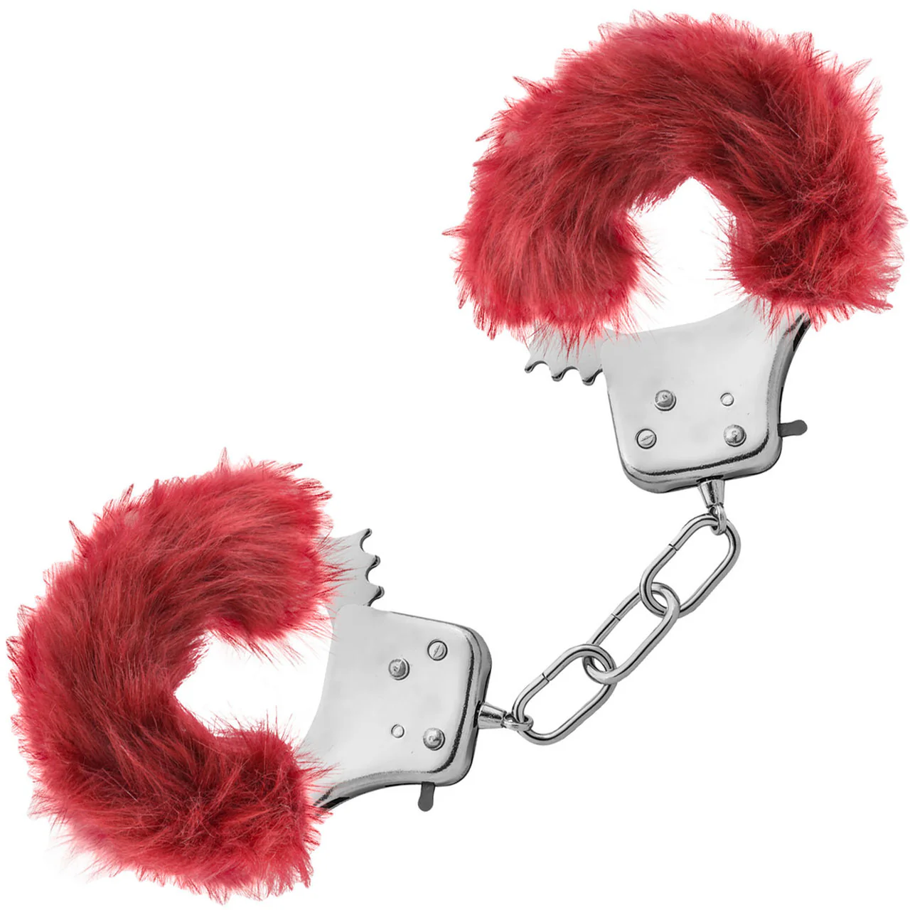 Temptasia Cuffs By Blush Novelties - Burgundy Plush Furry Handcuffs - Image 2