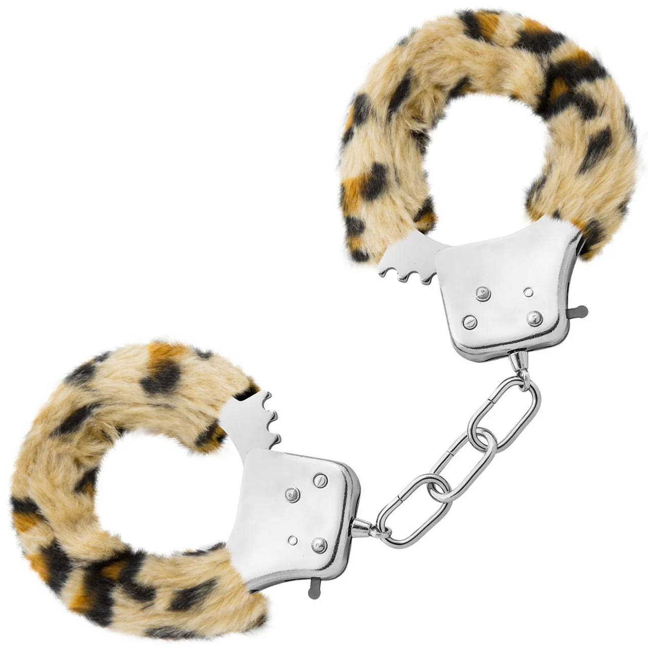 Temptasia Cuffs By Blush Novelties - Leopard Furry Handcuffs - Image 2