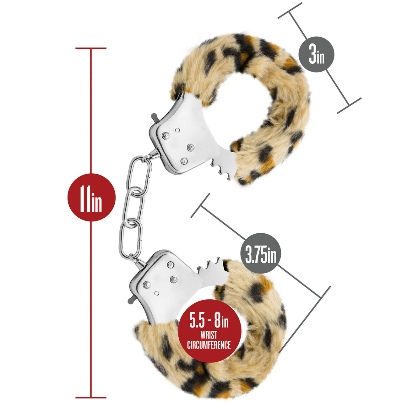 Temptasia Cuffs By Blush Novelties - Leopard Furry Handcuffs - Image 5