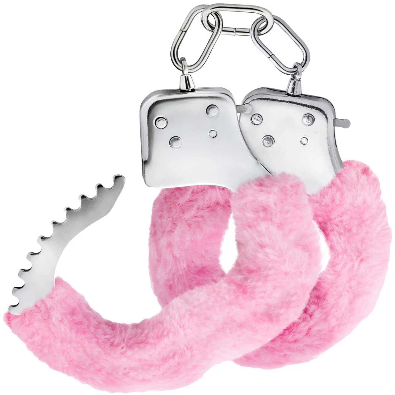 Temptasia Cuffs By Blush Novelties - Pink Furry Handcuffs - Image 3