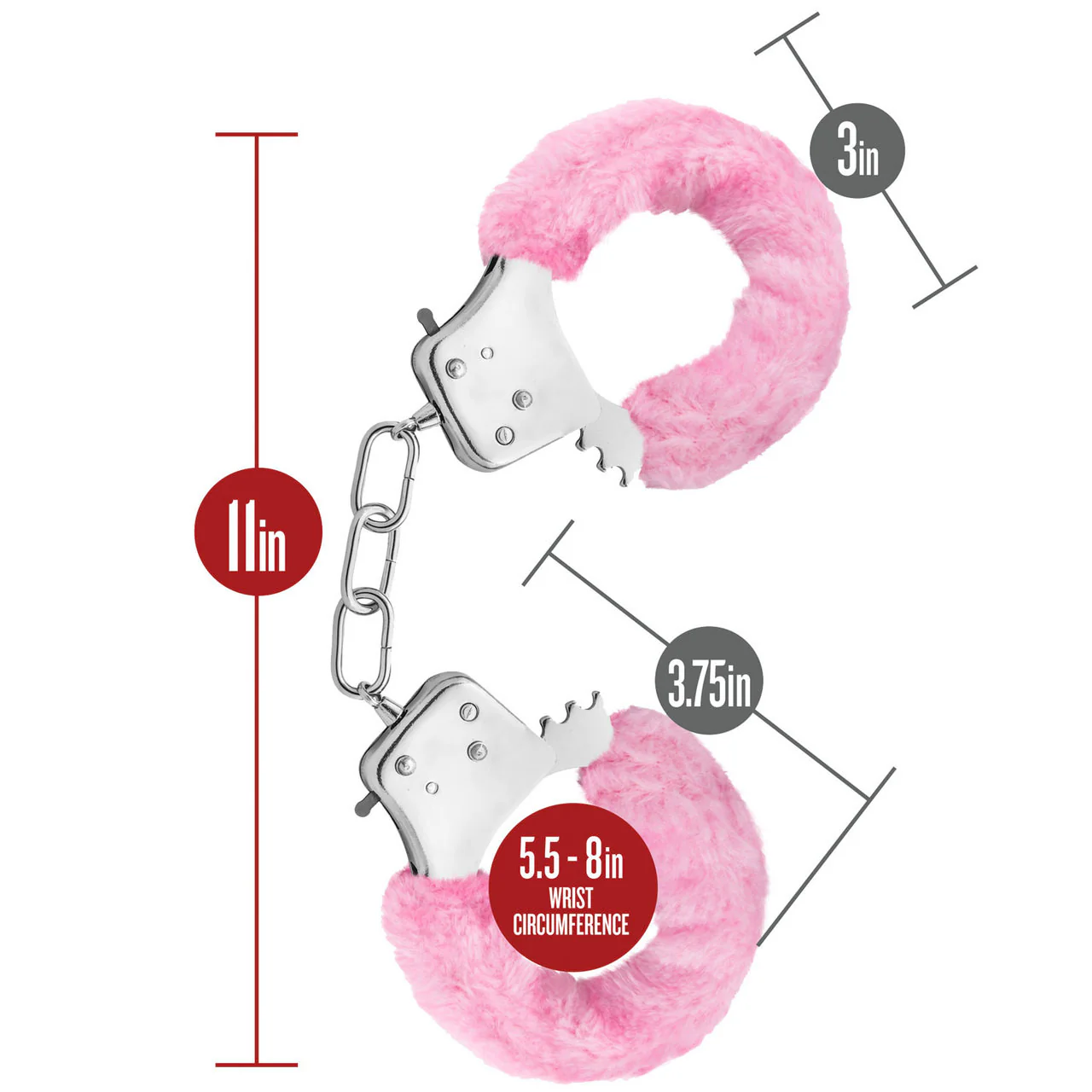 Temptasia Cuffs By Blush Novelties - Pink Furry Handcuffs - Image 4