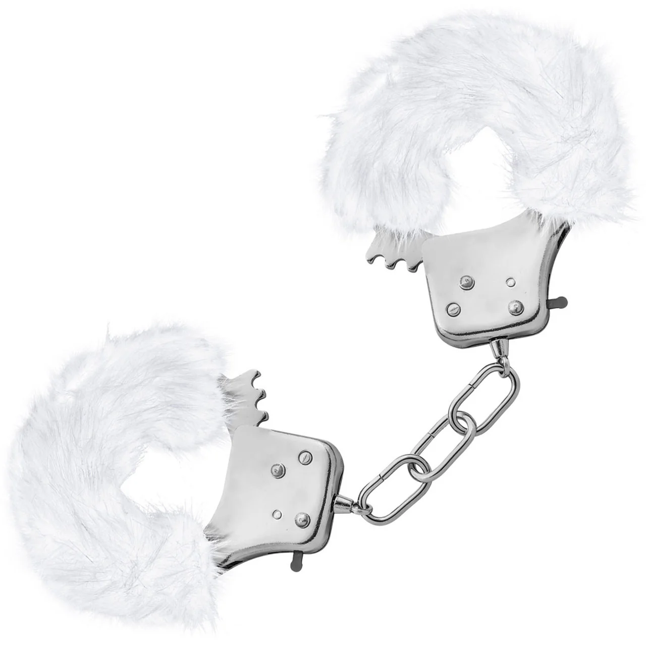 Temptasia Cuffs By Blush Novelties - White Plush Furry Handcuffs - Image 2