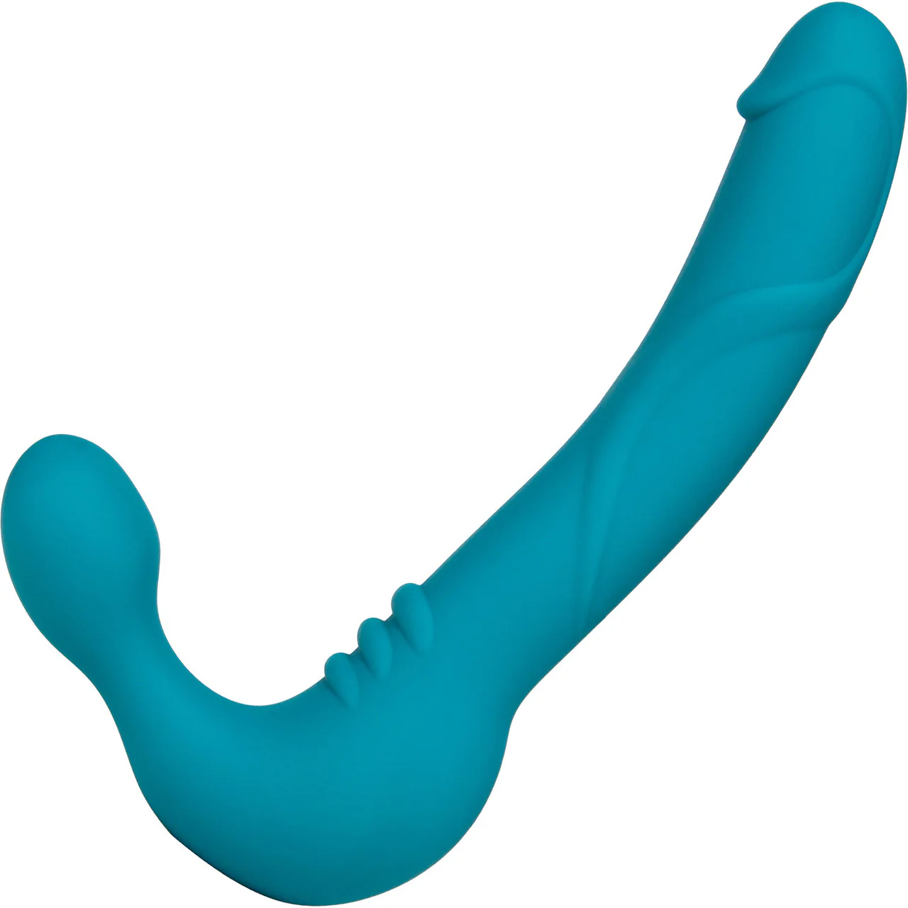 Temptasia Luna Strapless Strap-On Vibrating Silicone Dildo By Blush - Teal - Image 2
