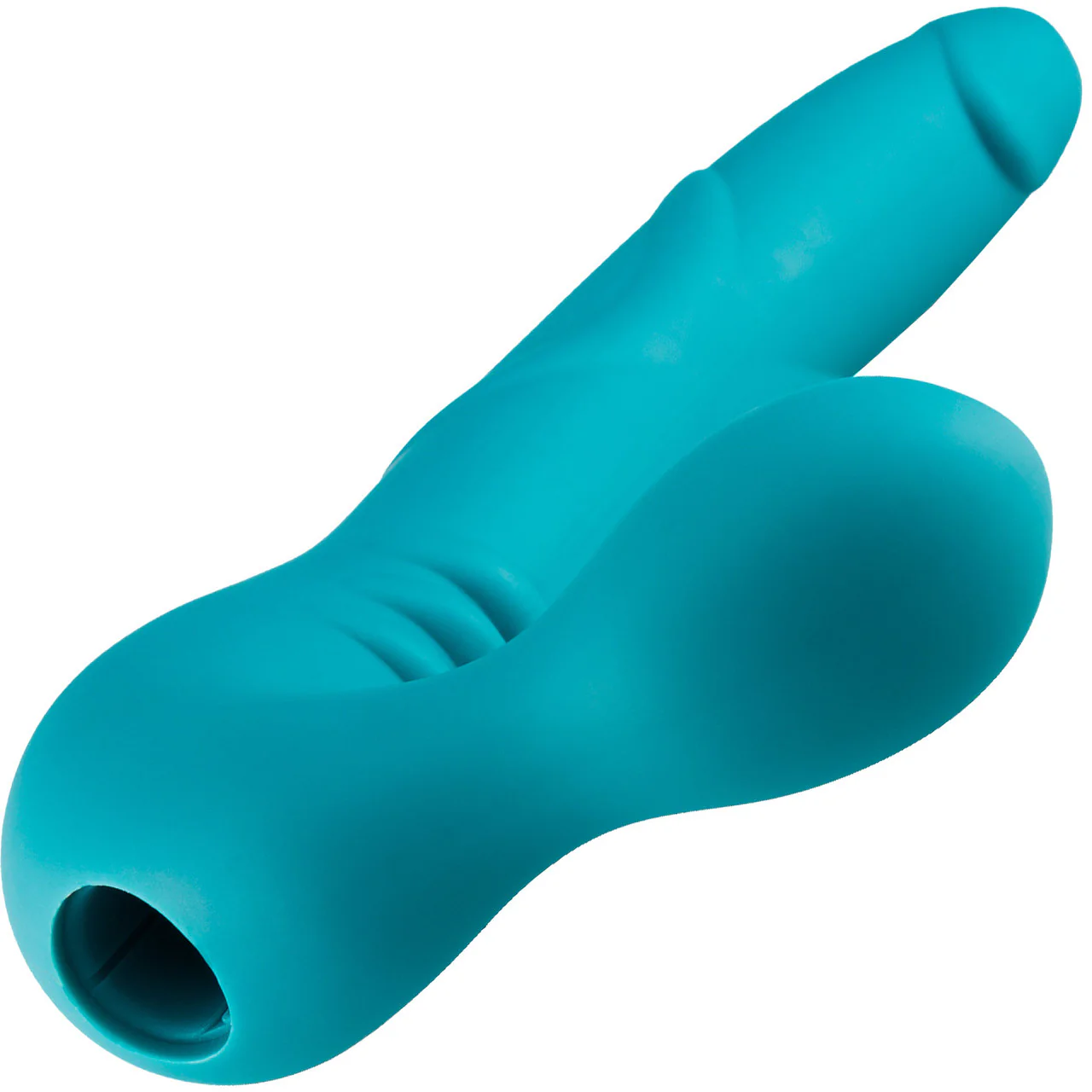 Temptasia Luna Strapless Strap-On Vibrating Silicone Dildo By Blush - Teal - Image 3