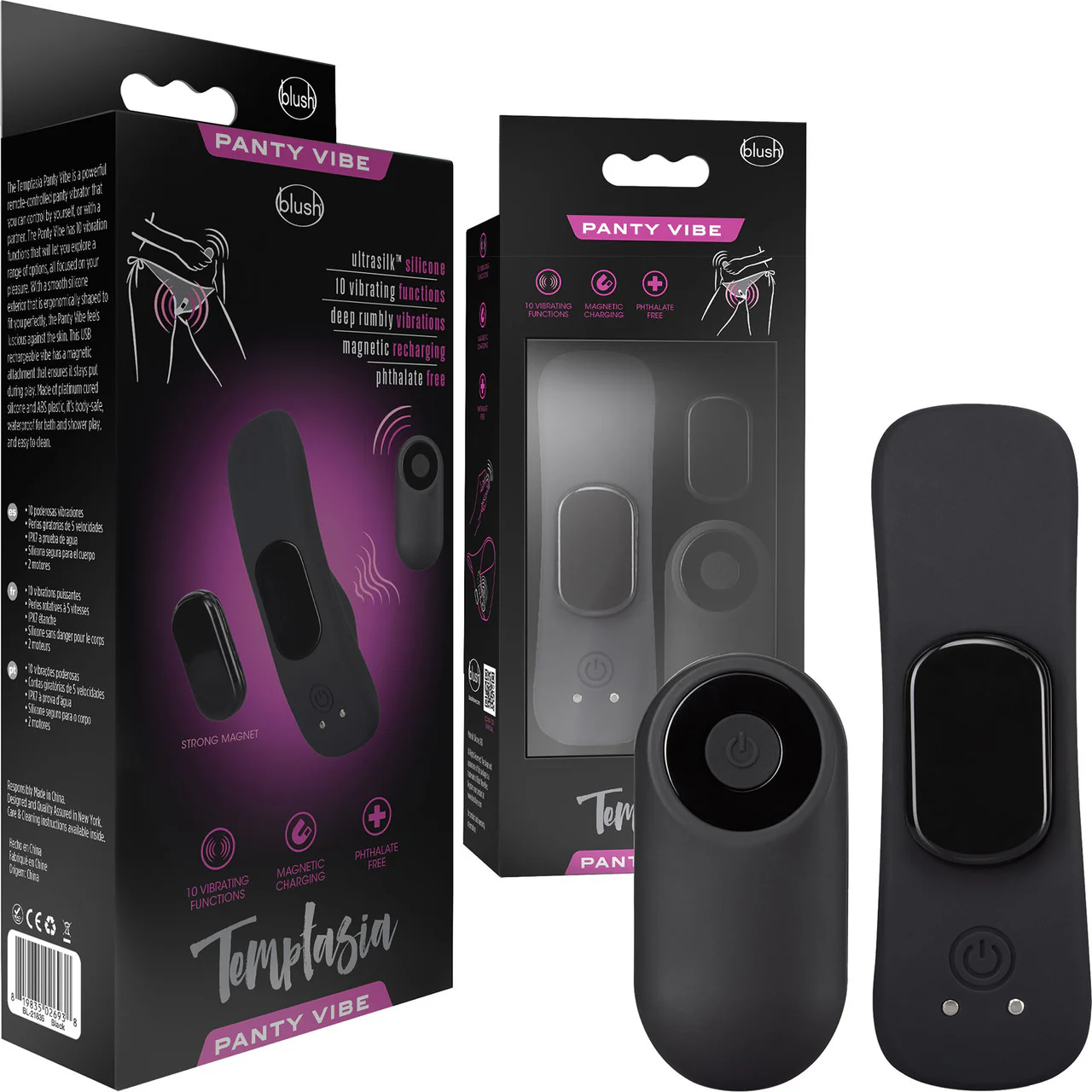 Temptasia Remote Control Silicone Rechargeable Panty Vibe By Blush - Black - Image 6