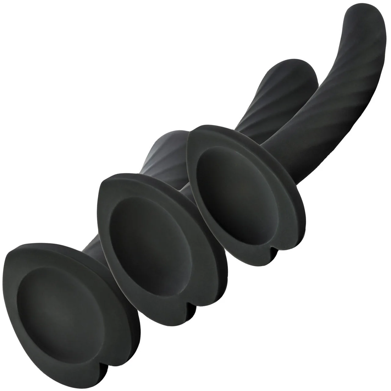 Temptasia Twist Silicone Dildo Kit - Set of Three - Black - Image 3