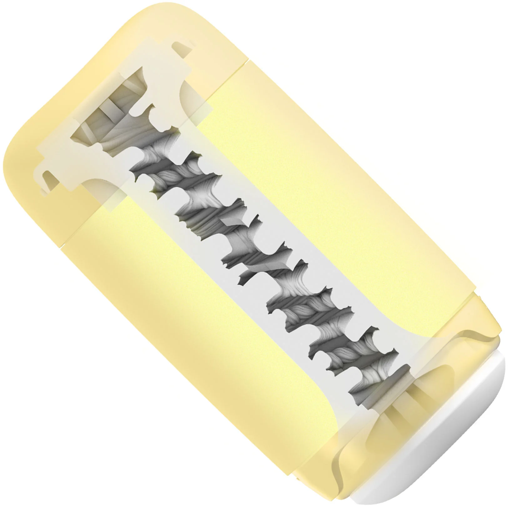 Tenga Puffy Reusable Penis Masturbation Cup - Custard Yellow - Image 6