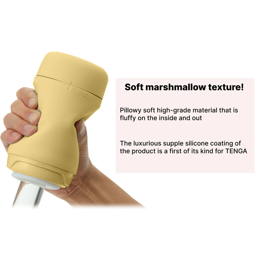 Tenga Puffy Reusable Penis Masturbation Cup - Custard Yellow - Image 9