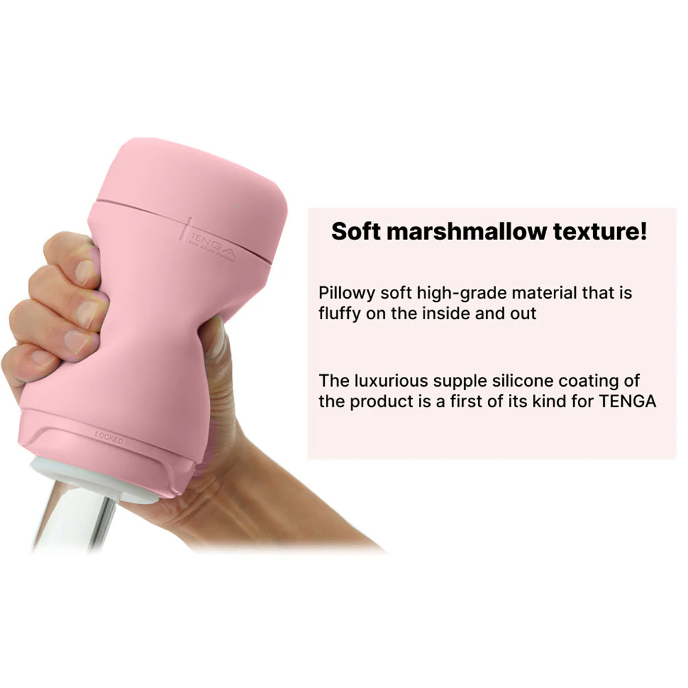 Tenga Puffy Reusable Penis Masturbation Cup - Strawberry Pink - Image 9