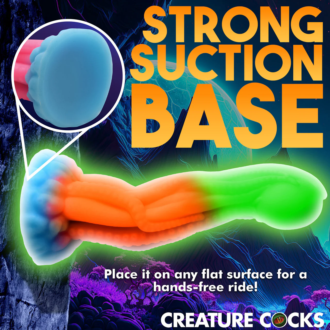 Tenta-Glow 8.5" Silicone Glow In The Dark Suction Cup Dildo By Creature Cocks - Image 10