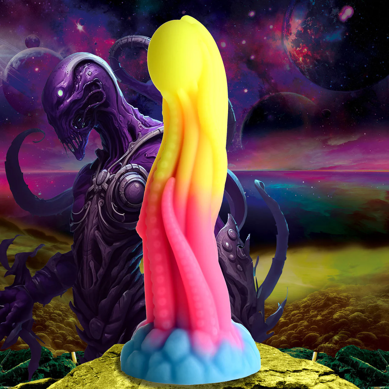 Tenta-Glow 8.5" Silicone Glow In The Dark Suction Cup Dildo By Creature Cocks - Image 15