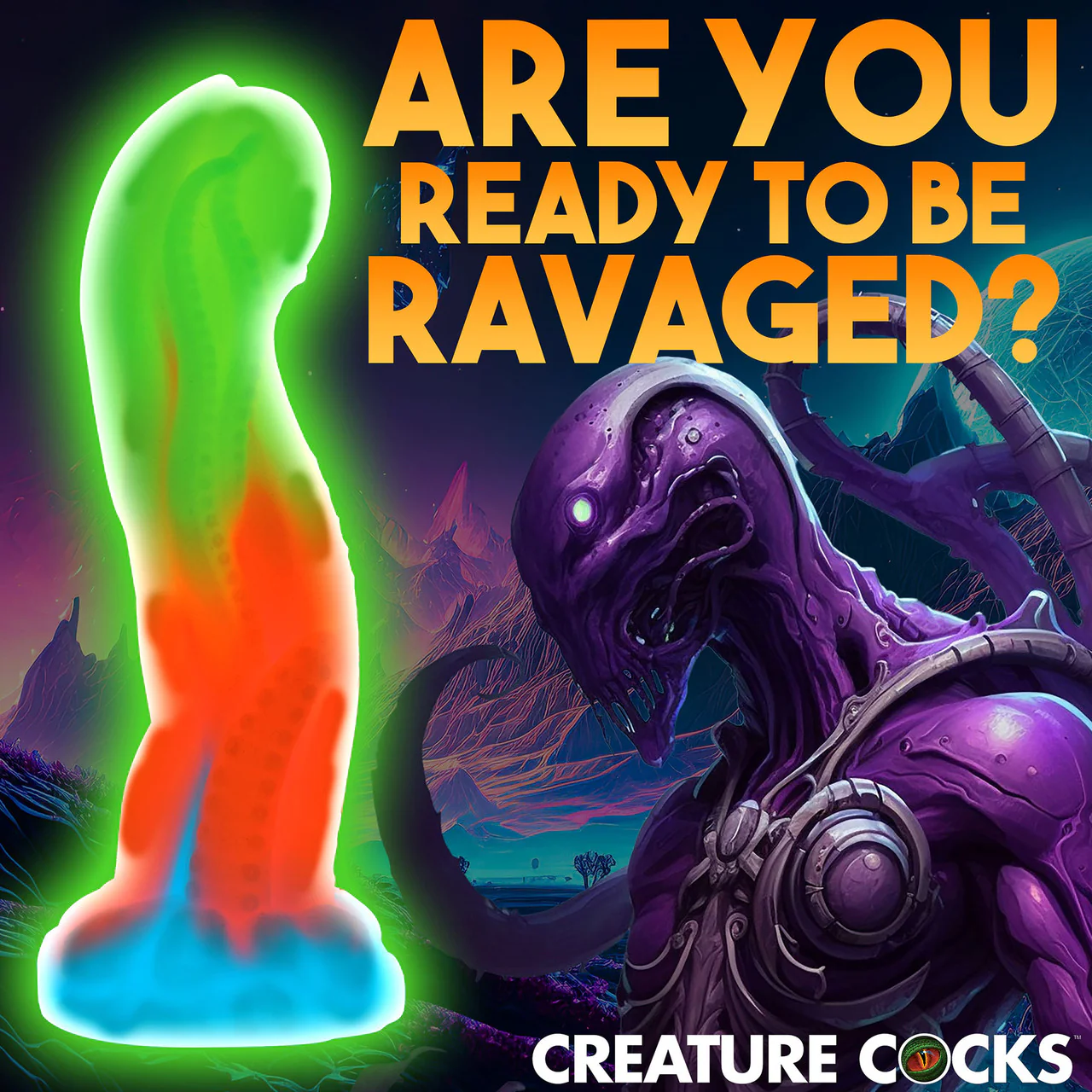 Tenta-Glow 8.5" Silicone Glow In The Dark Suction Cup Dildo By Creature Cocks - Image 8