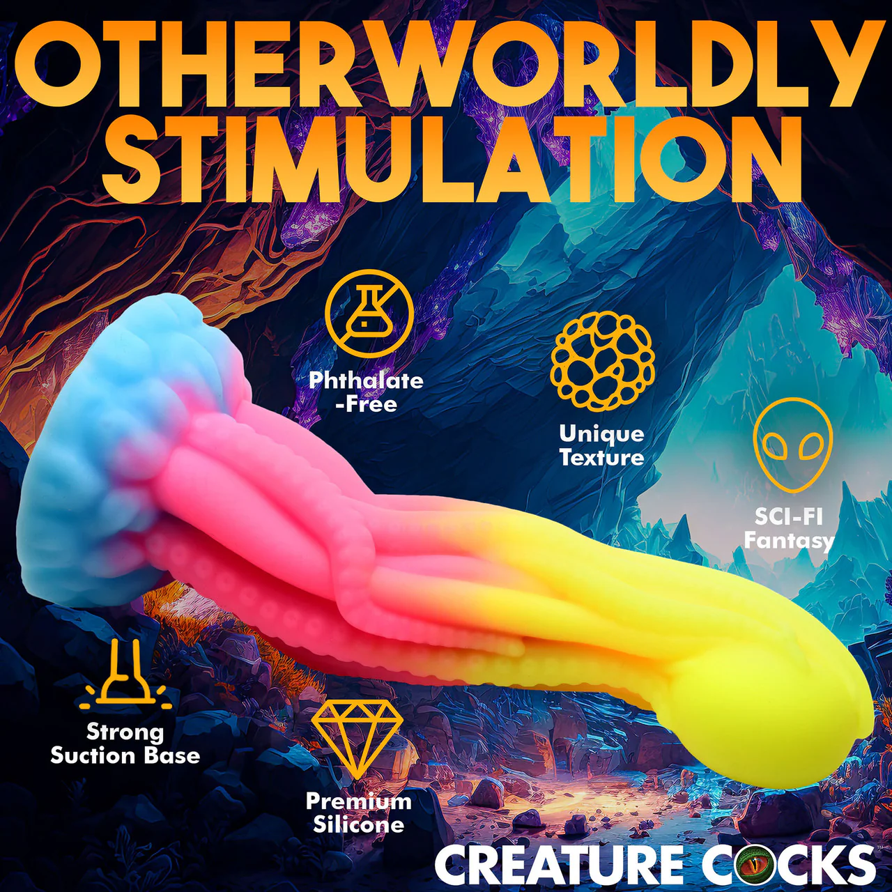 Tenta-Glow 8.5" Silicone Glow In The Dark Suction Cup Dildo By Creature Cocks - Image 9
