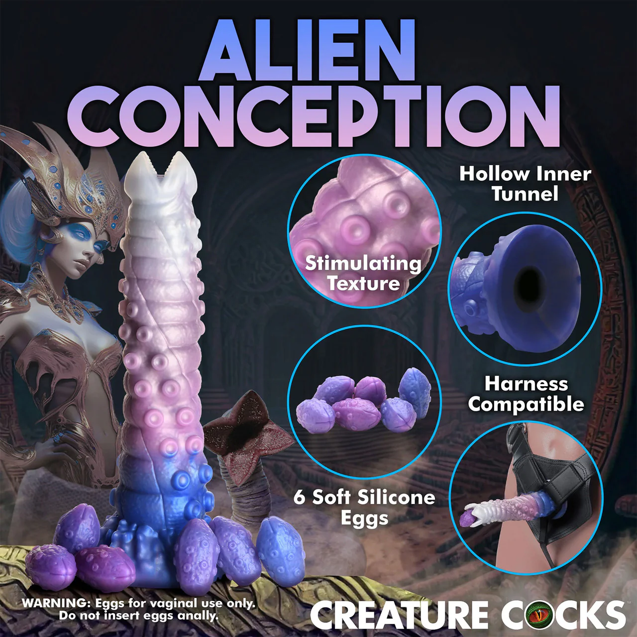Tenta-Queen 11.5" Silicone Ovipositor Dildo With Eggs By Creature Cocks - Image 12