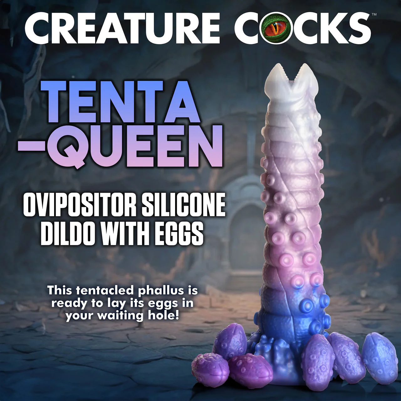 Tenta-Queen 11.5" Silicone Ovipositor Dildo With Eggs By Creature Cocks - Image 14