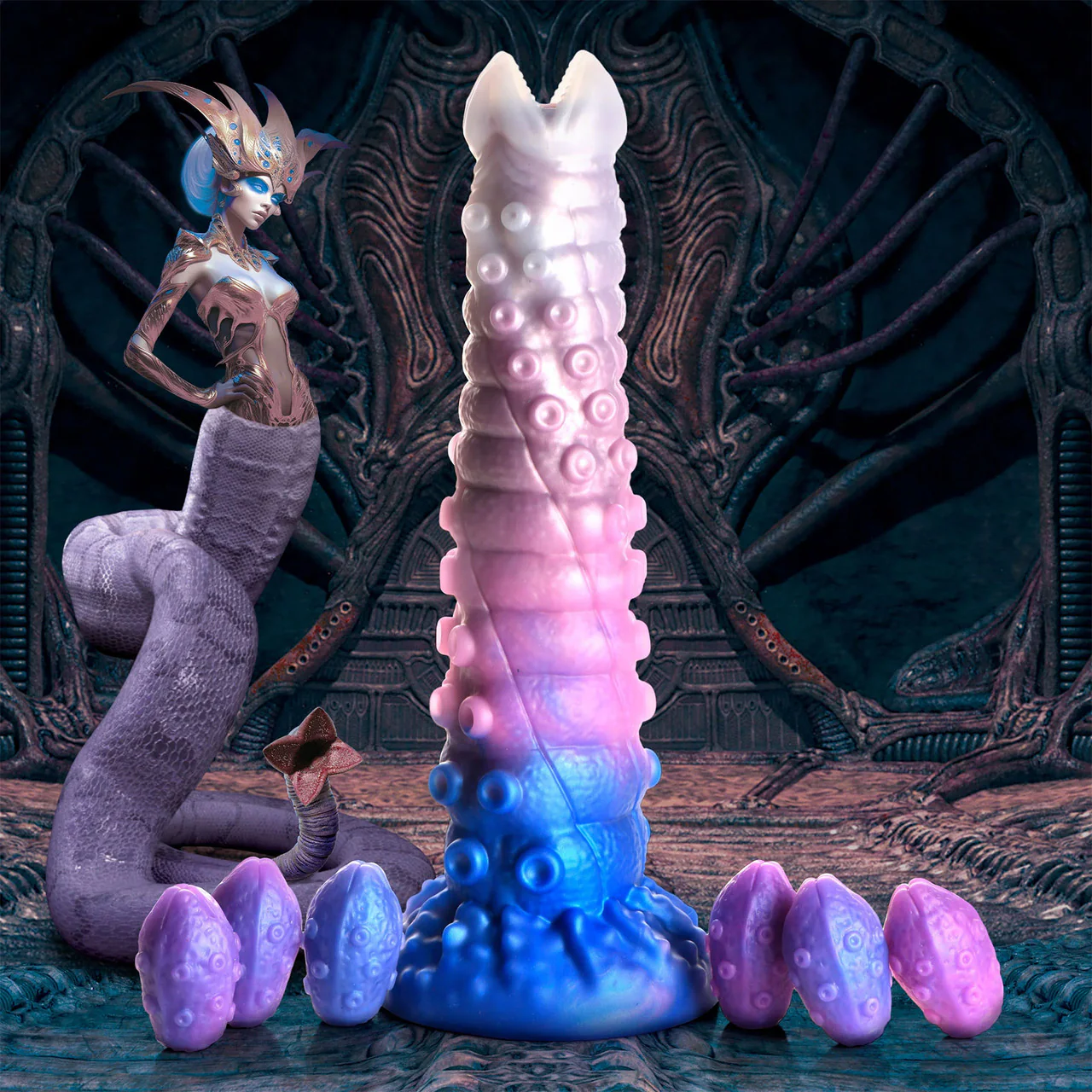 Tenta-Queen 11.5" Silicone Ovipositor Dildo With Eggs By Creature Cocks - Image 15