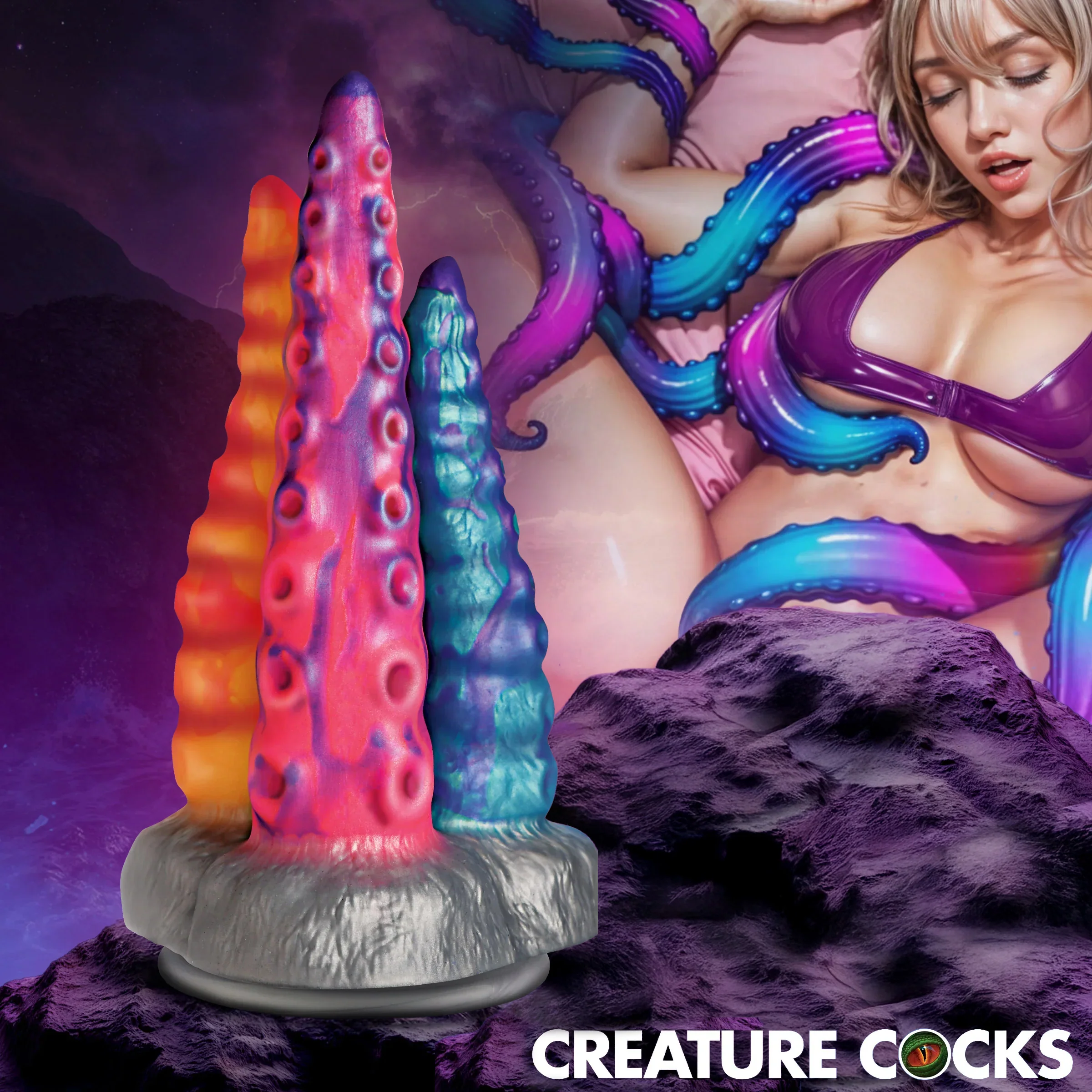 Tenta-Trio 8.8" Silicone Dildo By Creature Cocks - Image 2