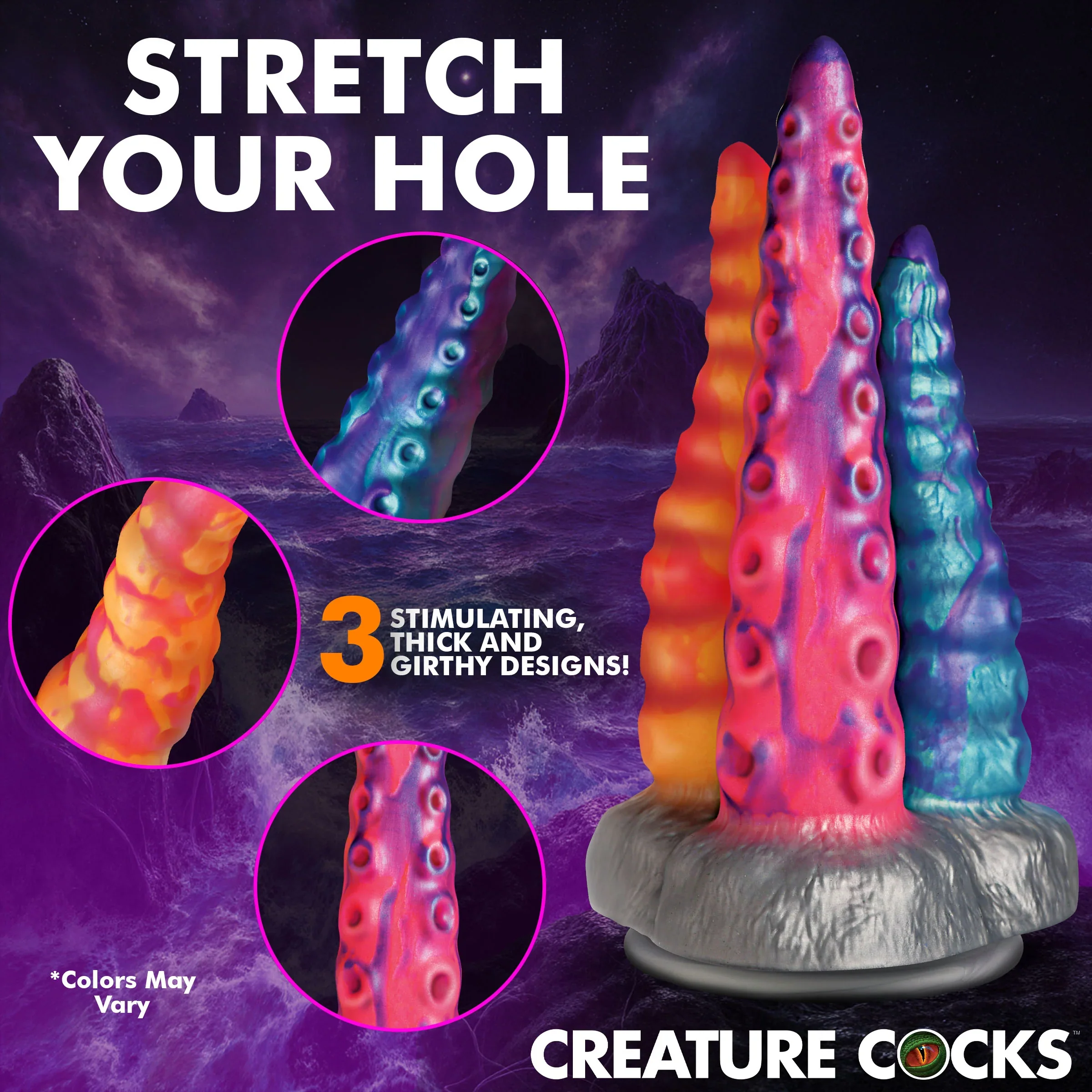Tenta-Trio 8.8" Silicone Dildo By Creature Cocks - Image 6