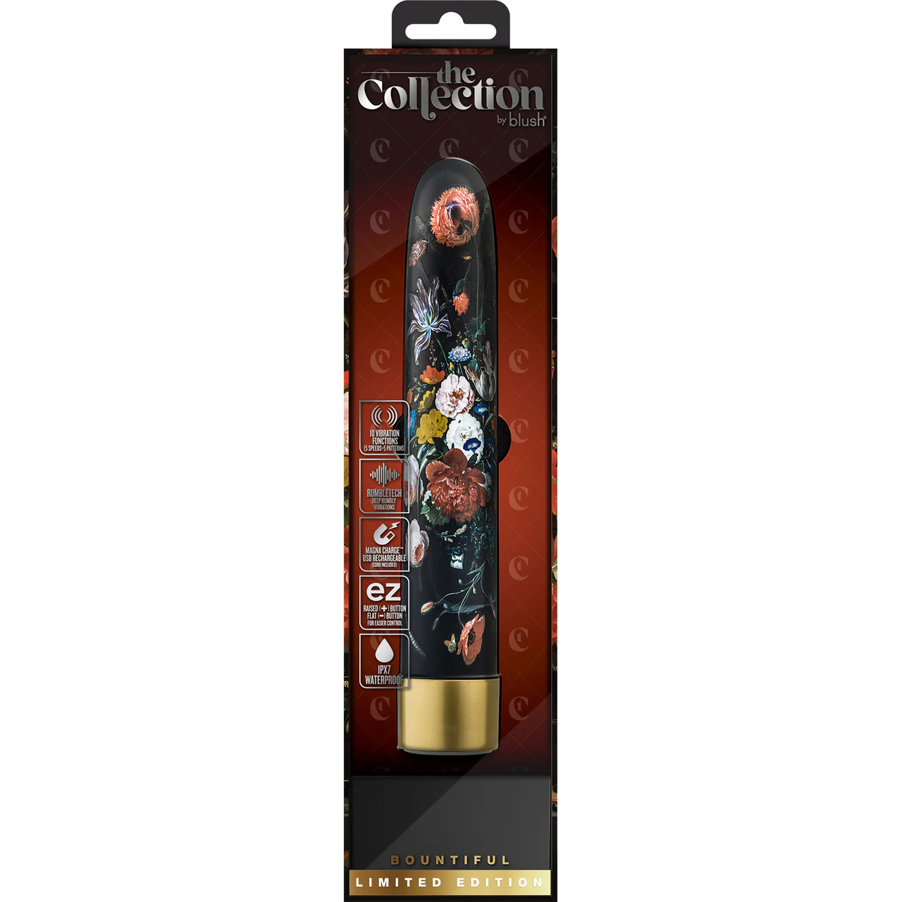 The Collection Bountiful Limited Edition Rechargeable Waterproof Slimline Vibrator By Blush - Flora - Image 11