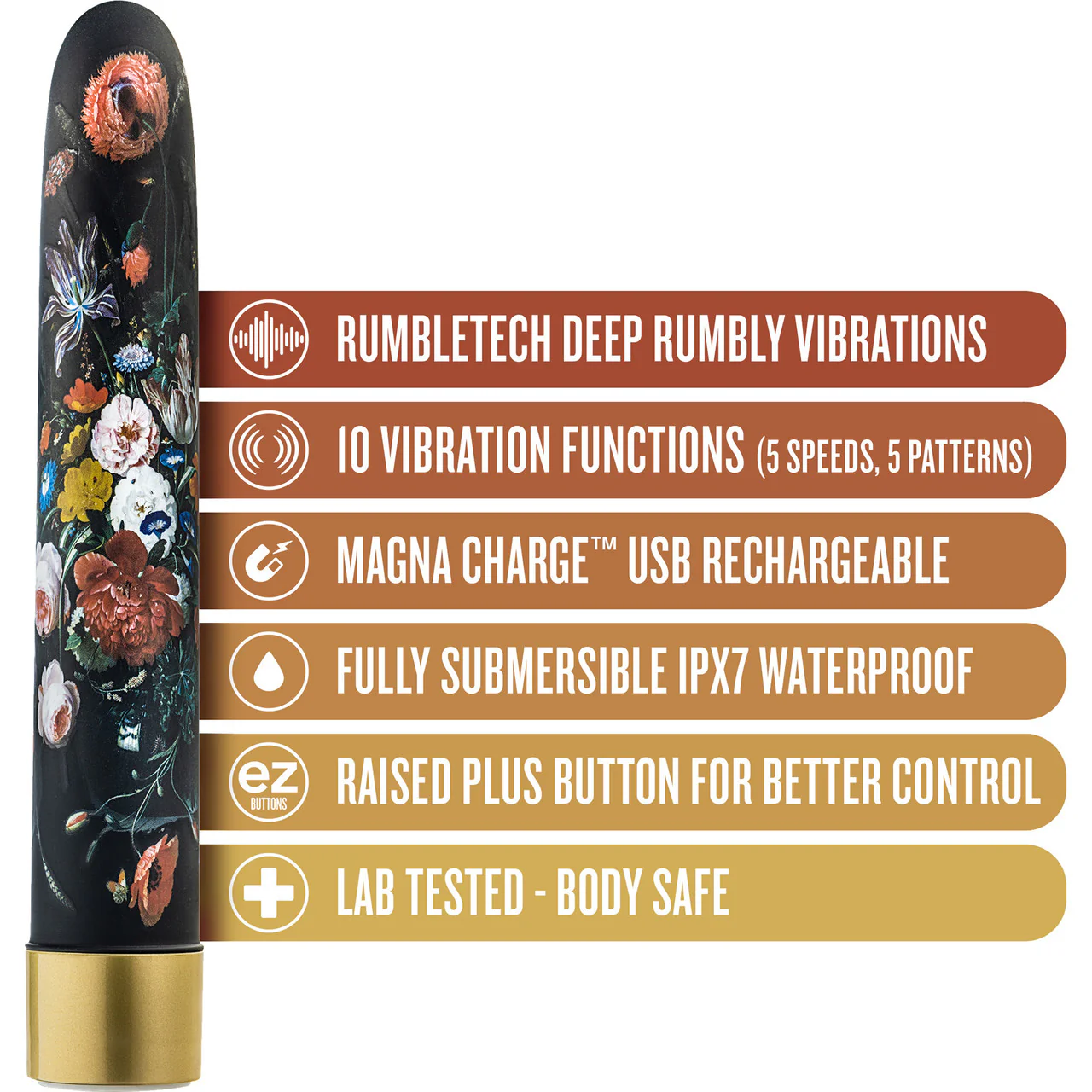 The Collection Bountiful Limited Edition Rechargeable Waterproof Slimline Vibrator By Blush - Flora - Image 6