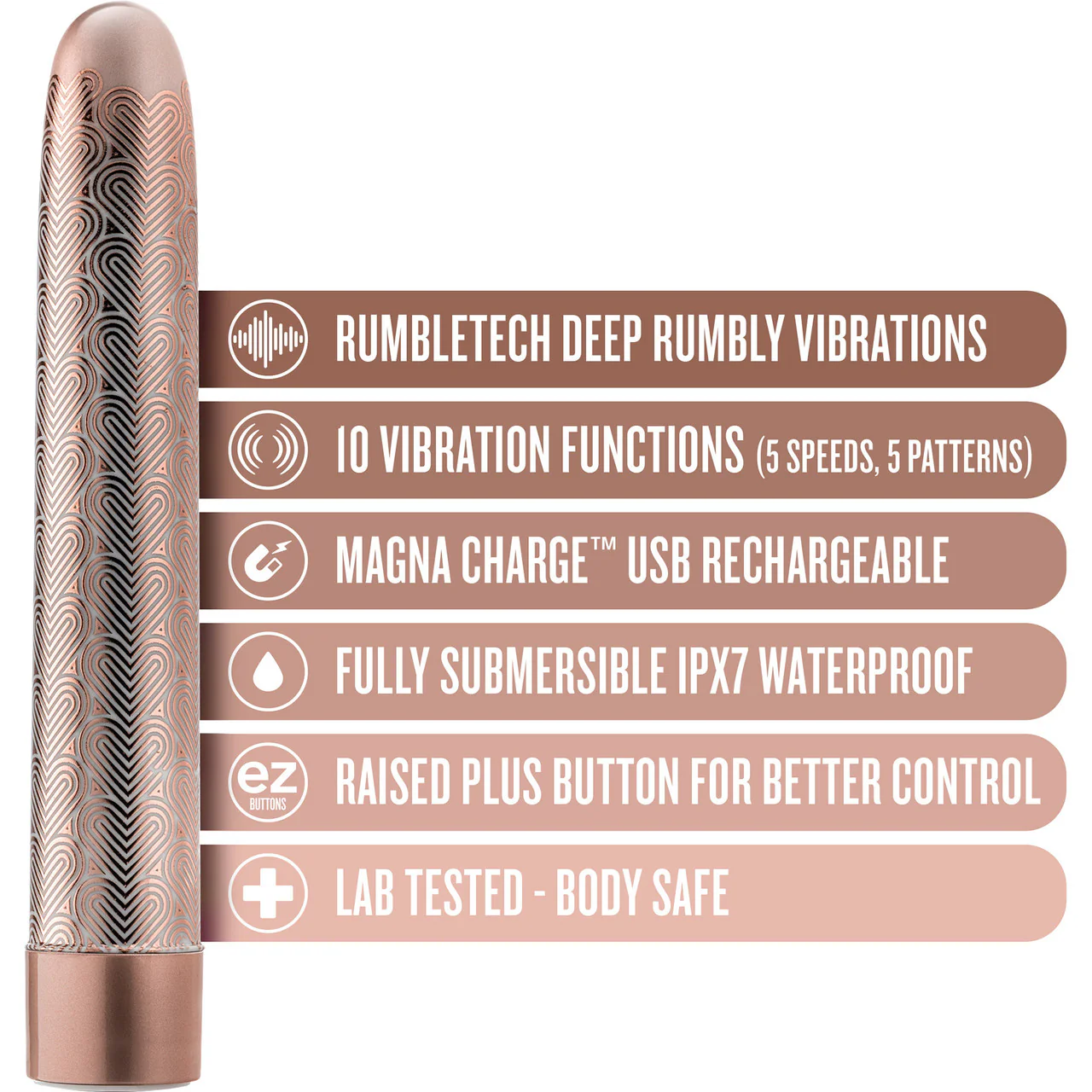 The Collection Lattice Limited Edition Rechargeable Waterproof Slimline Vibrator By Blush - Rose Gold - Image 6
