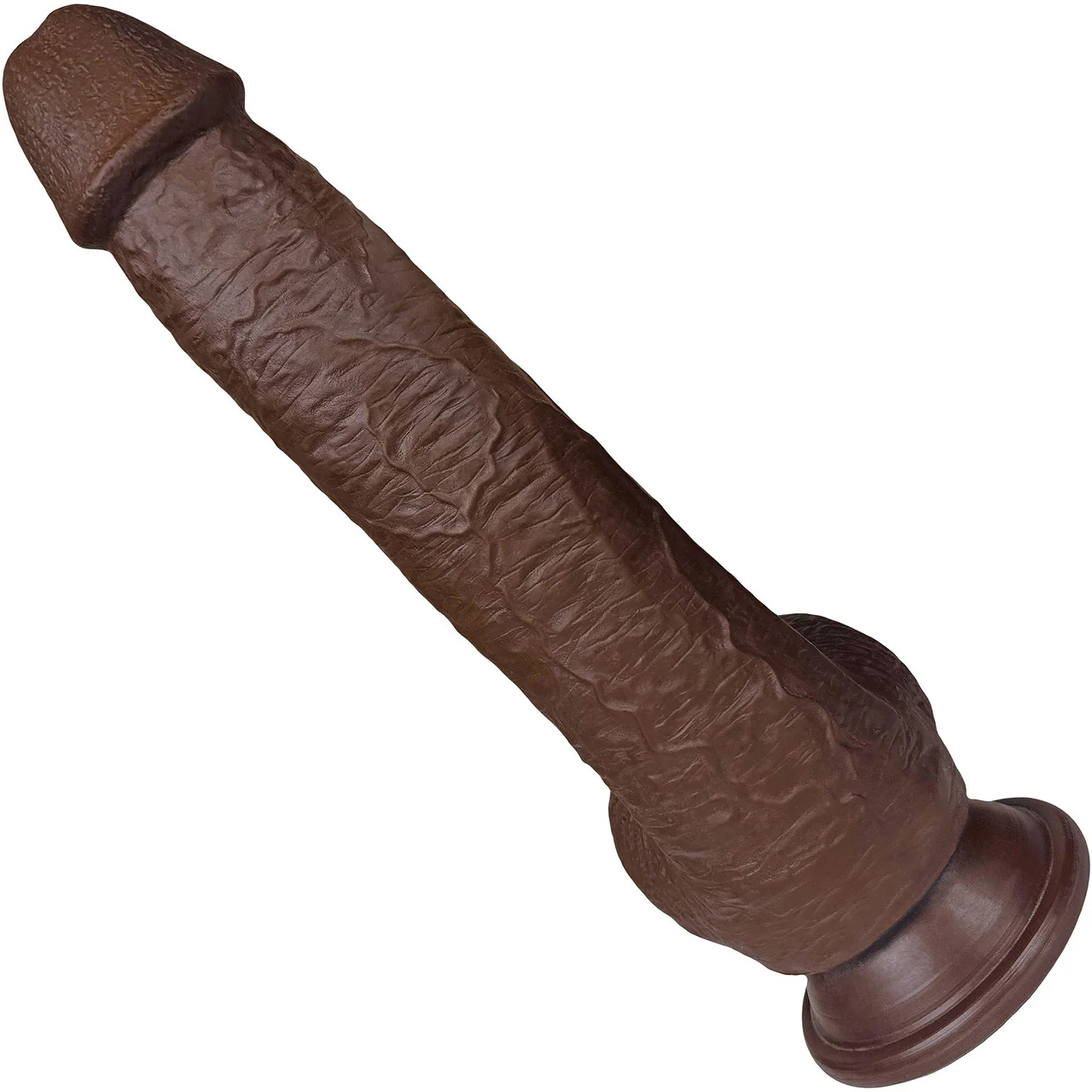 The Engineer 7 Inch Silicone Realistic Dildo With Balls & Suction Cup Base By Fukena - Chocolate - Image 2