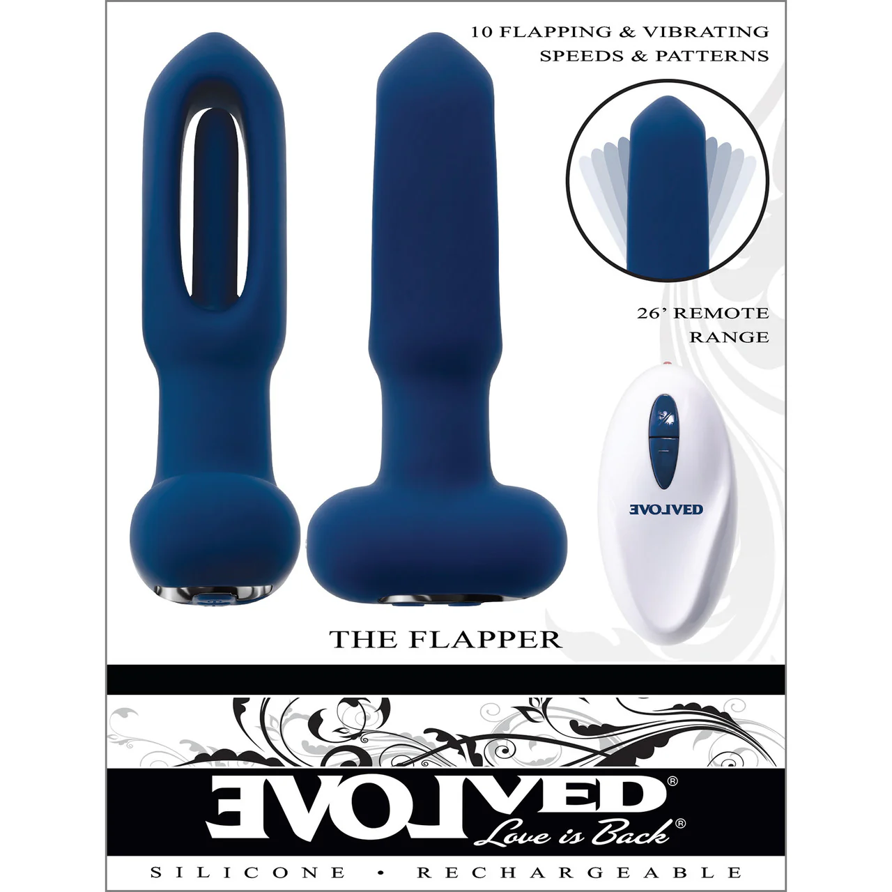 The Flapper Silicone Vibrating Anal Plug With Flapping Shaft & Remote By Evolved Novelties - Blue - Image 17