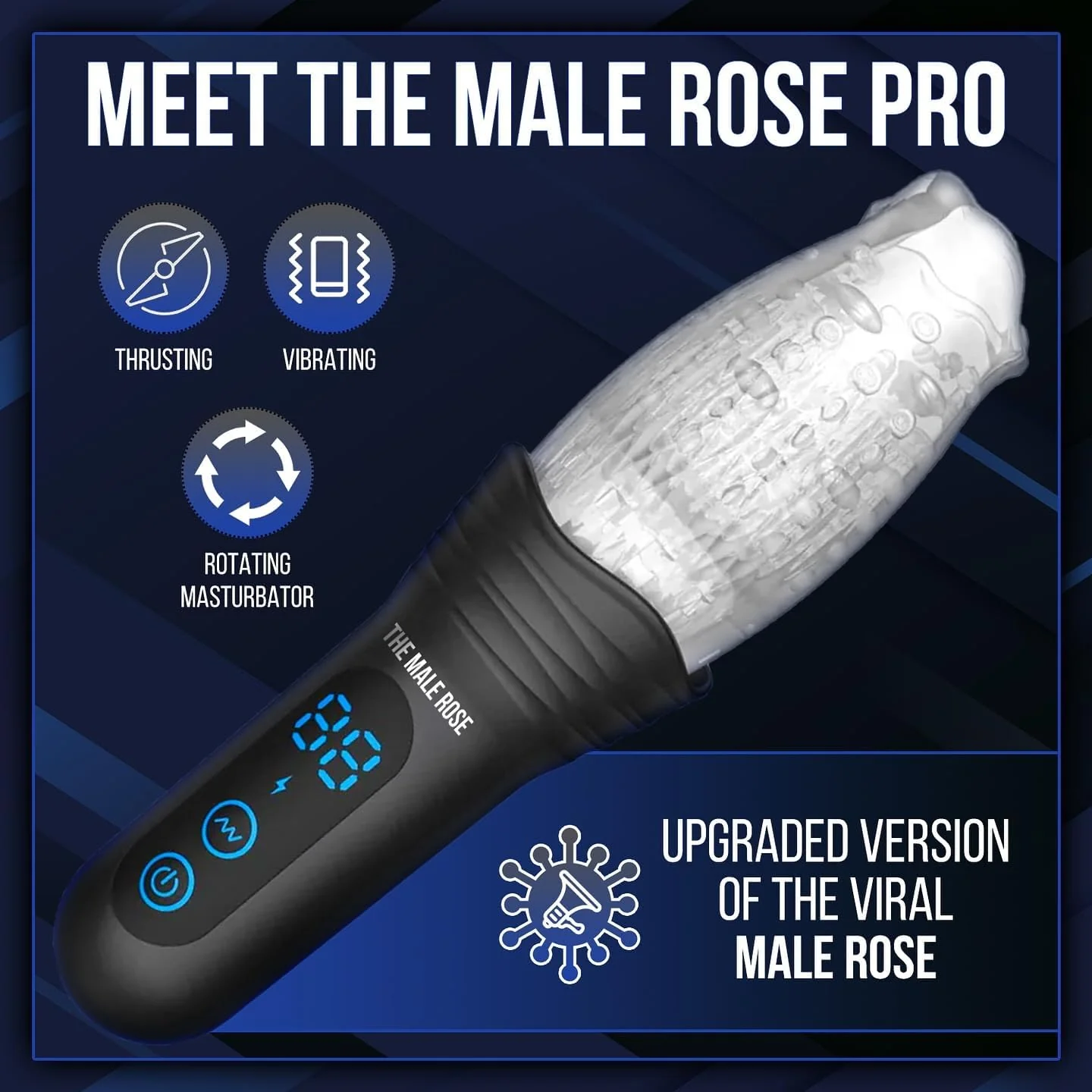 The Male Rose Pro Thrusting Vibrating Rotating Oral Sex Penis Masturbator - Image 10