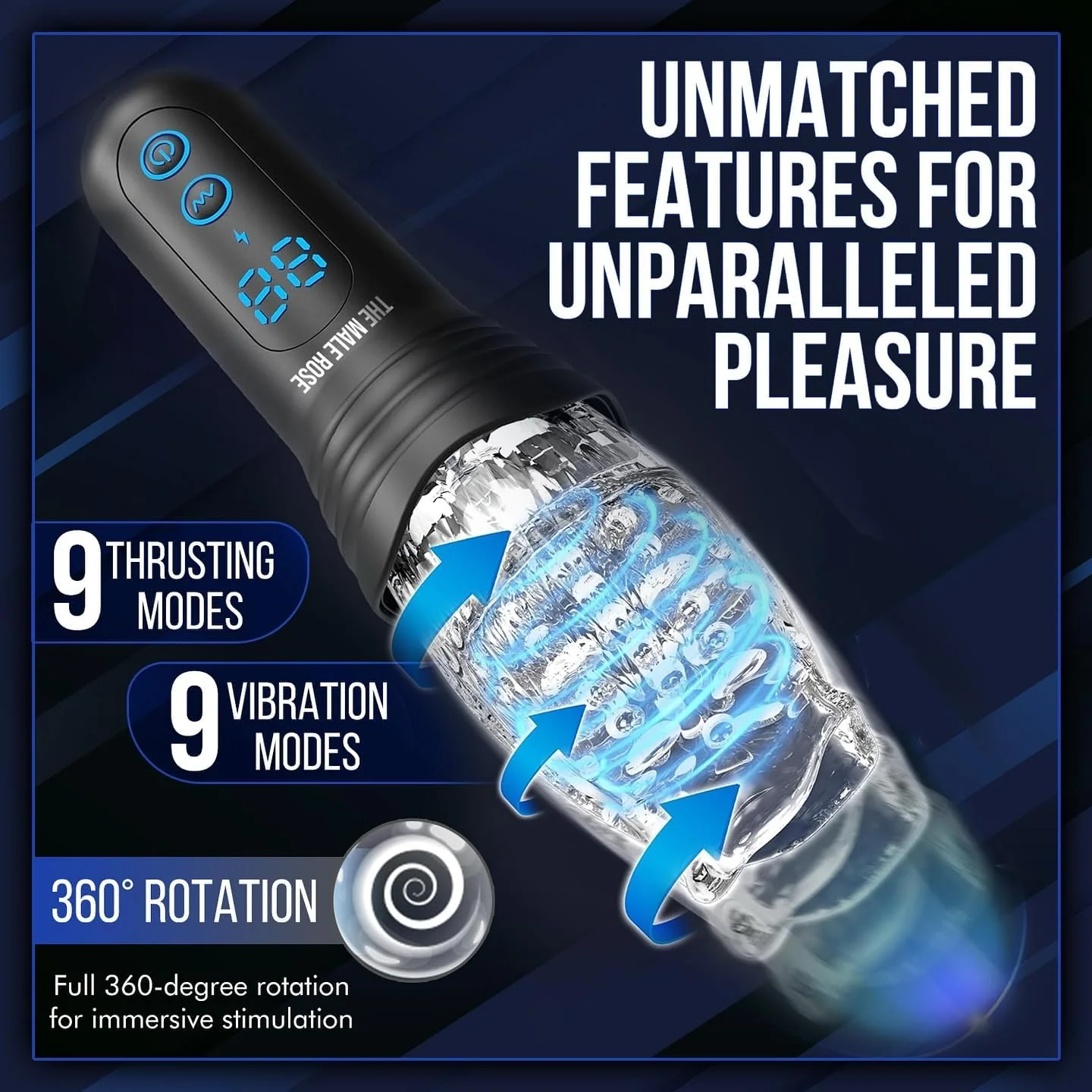 The Male Rose Pro Thrusting Vibrating Rotating Oral Sex Penis Masturbator - Image 5
