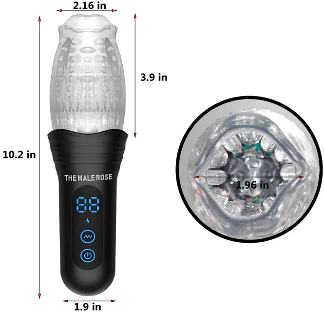The Male Rose Pro Thrusting Vibrating Rotating Oral Sex Penis Masturbator - Image 7