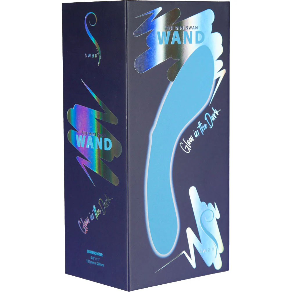 The Mini Swan Wand Rechargeable Waterproof Silicone Glow In The Dark G-Spot Vibrator - Blue - Image 7