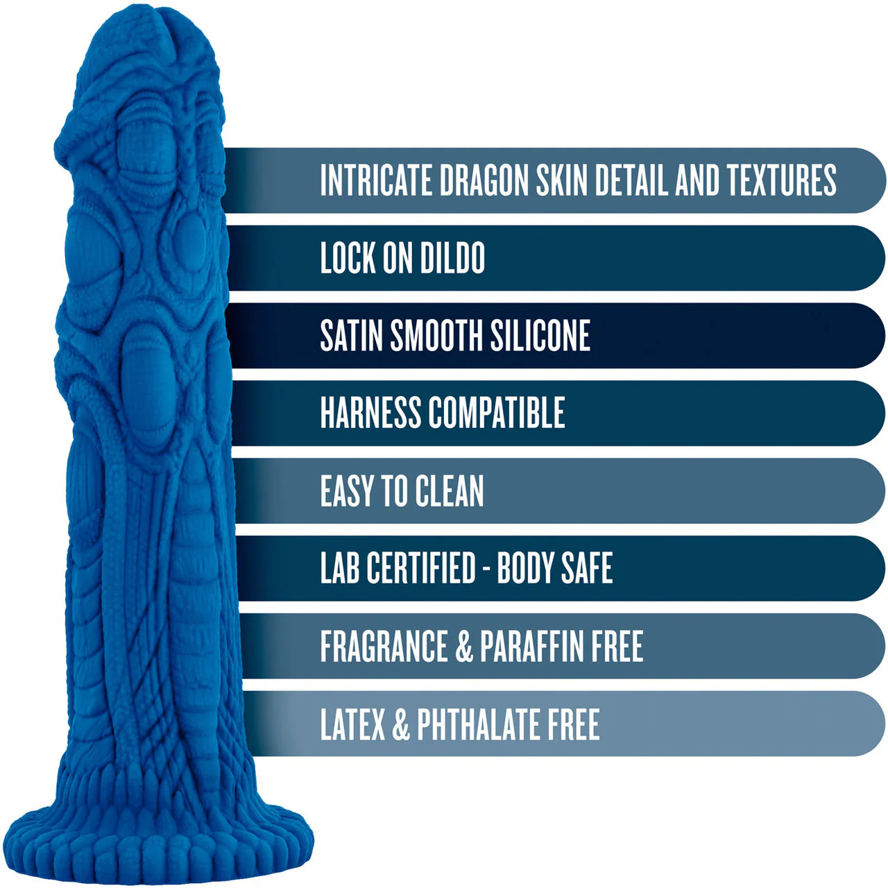 The Realm Draken Silicone Lock On & Harness Compatible Dildo - Blue - Image 5