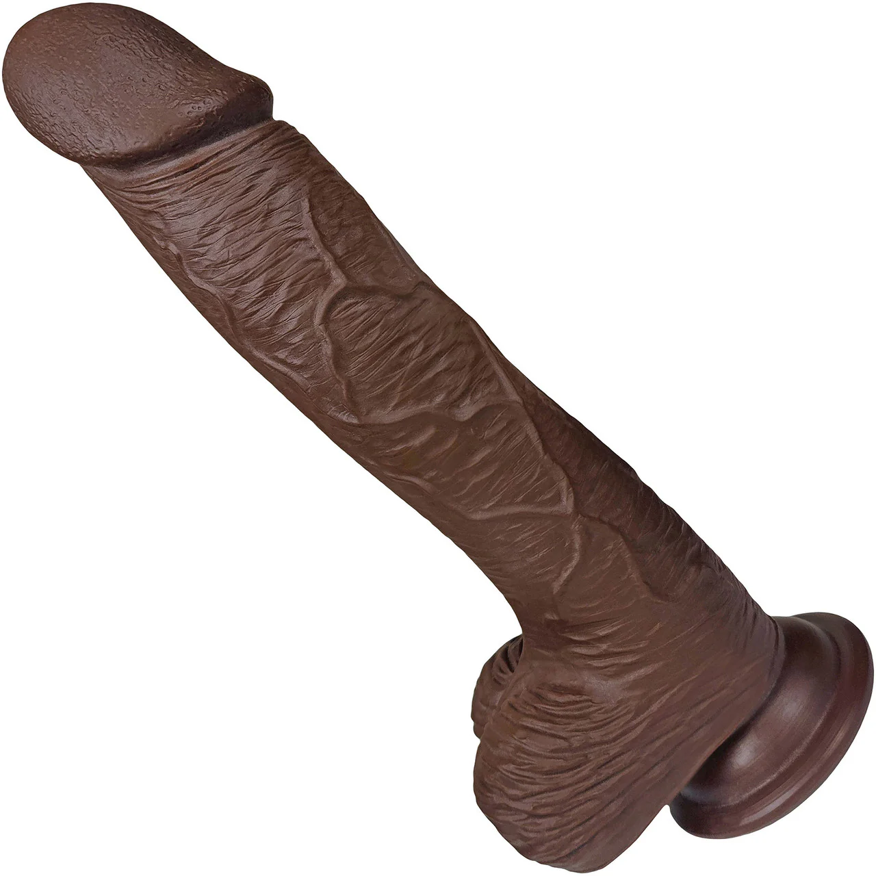 The Seaman 7.5 Inch Silicone Realistic Dildo With Balls & Suction Cup Base By Fukena - Chocolate - Image 2