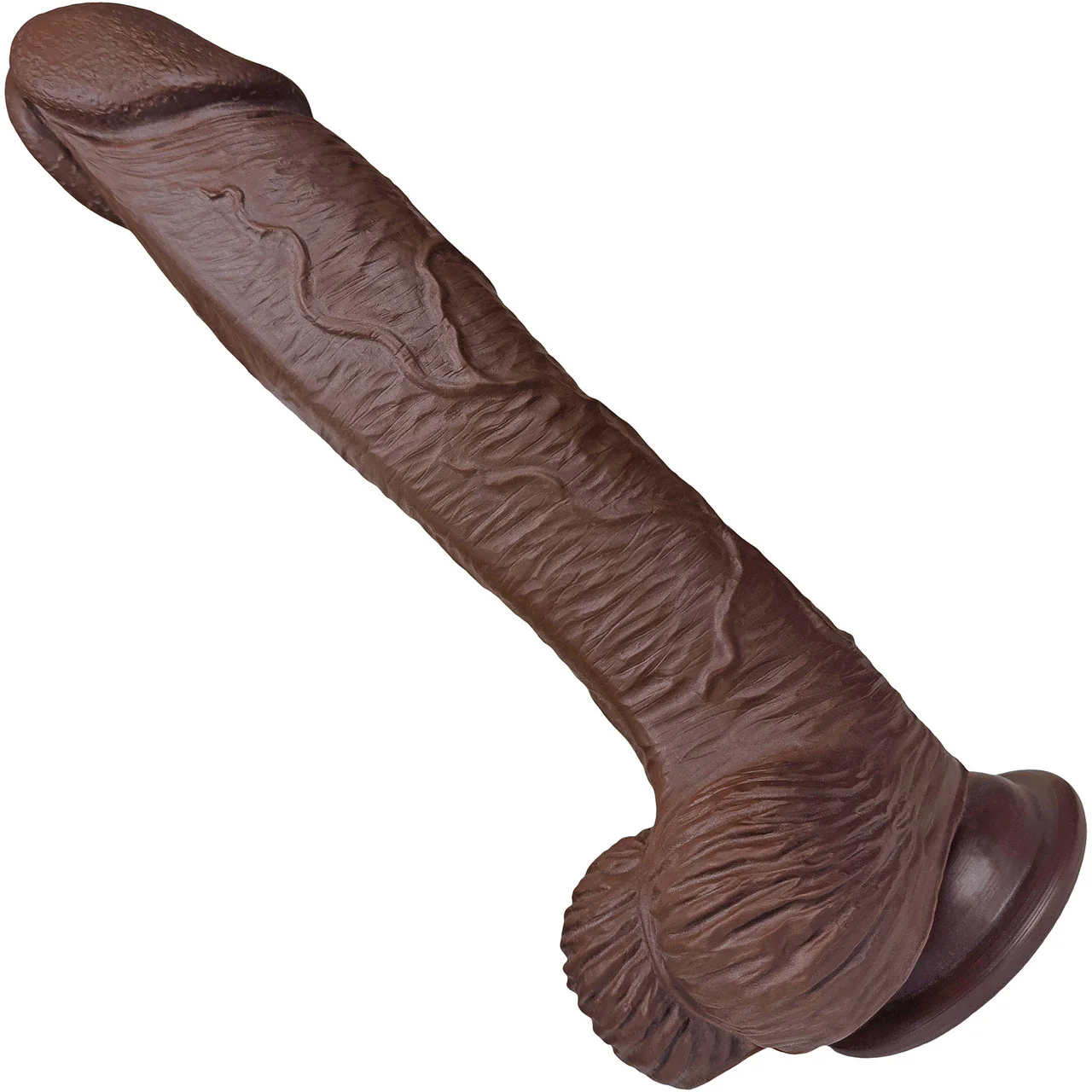 The Seaman 7.5 Inch Silicone Realistic Dildo With Balls & Suction Cup Base By Fukena - Chocolate - Image 7