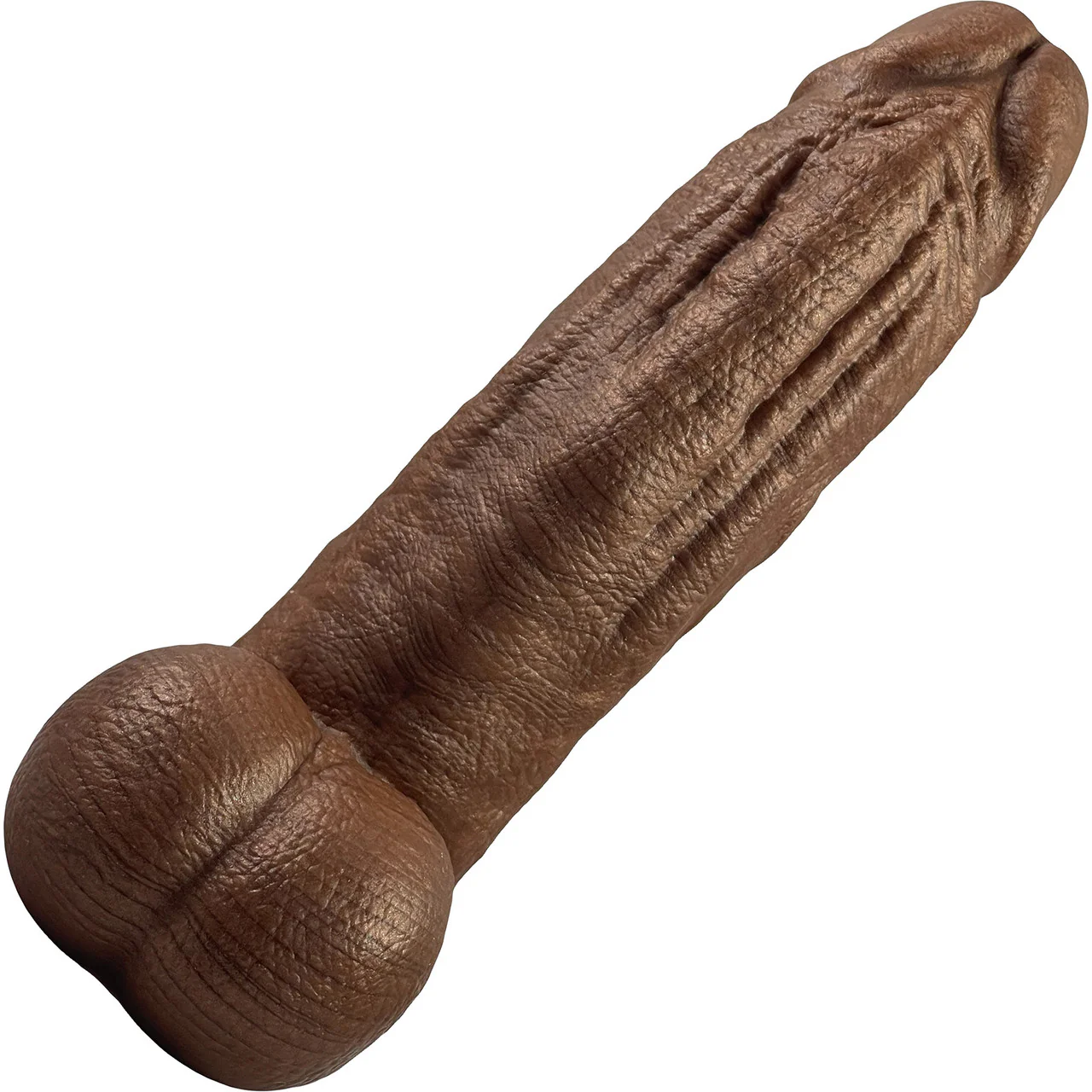 The Titan Small 6" Platinum Silicone Ultrarealistic Dildo With Balls By Uberrime - Chocolate - Image 3