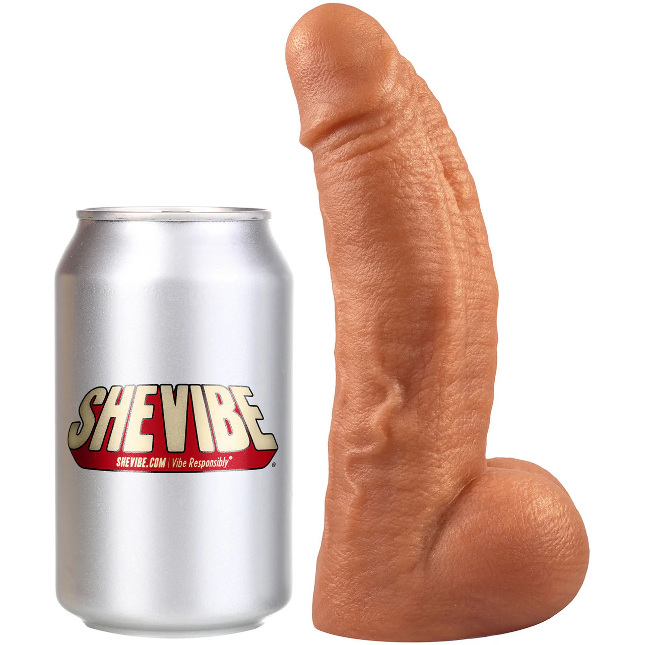 The Titan Medium 7.25" Platinum Silicone Ultrarealistic Dildo With Balls By Uberrime - Caramel - Image 6