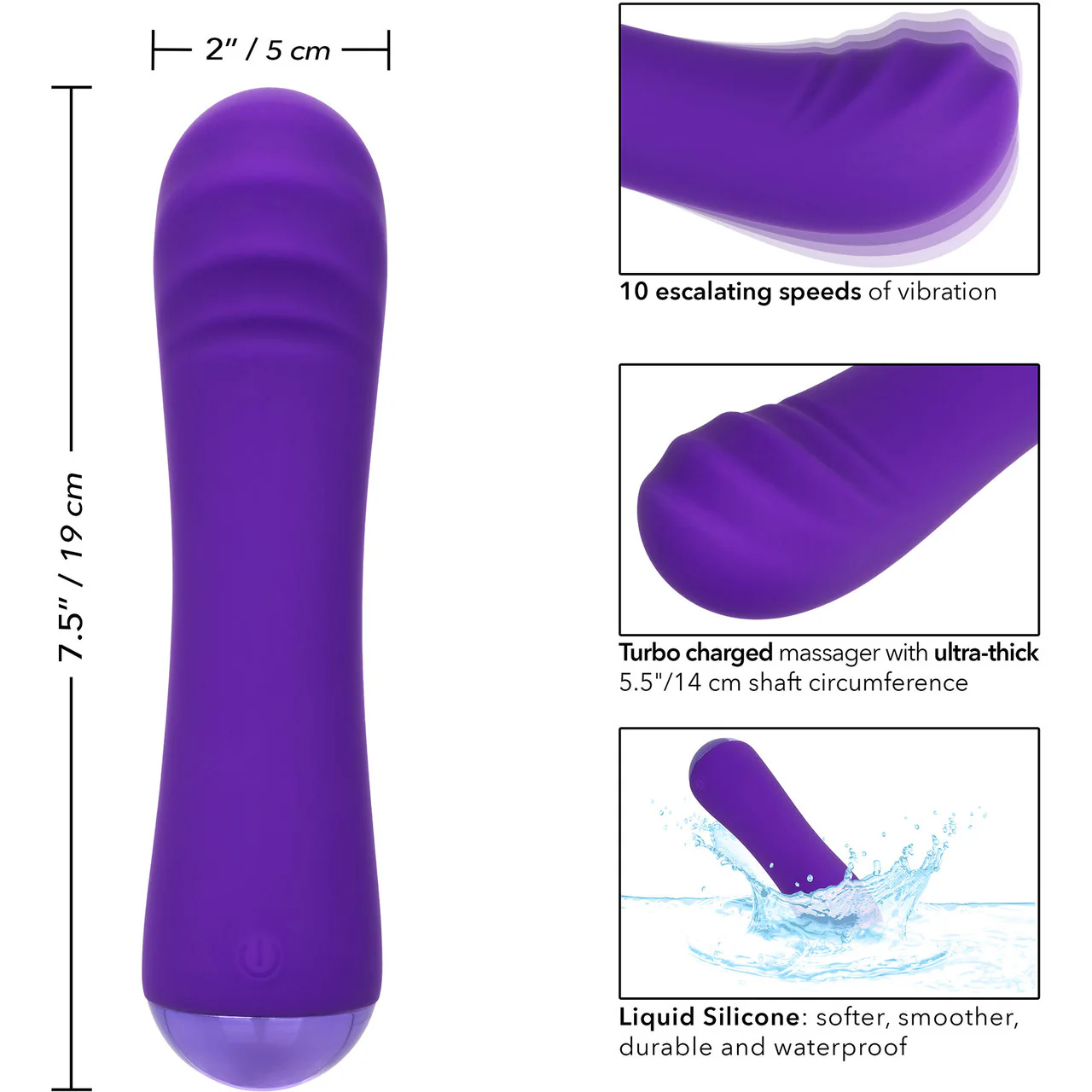 Thicc™ Chubby Buddy Rechargeable Waterproof Silicone G-Spot Vibrator By CalExotics - Purple - Image 9