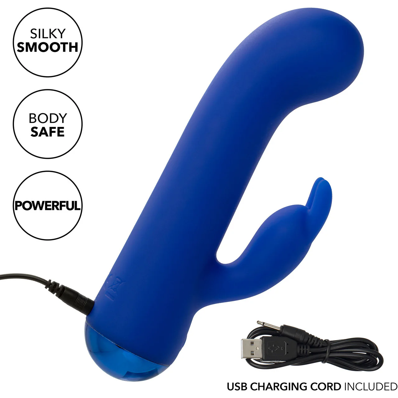 Thicc™ Chubby Bunny Rechargeable Waterproof Silicone Rabbit Vibrator By CalExotics - Blue - Image 10
