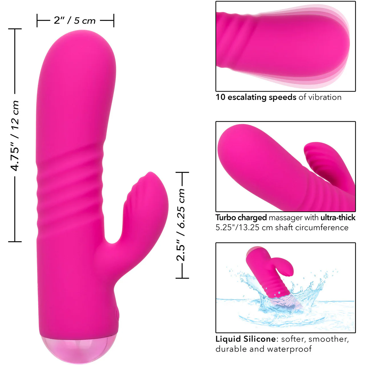 Thicc™ Chubby Honey Rechargeable Waterproof Silicone Dual Stimulation Vibrator By CalExotics - Pink - Image 8