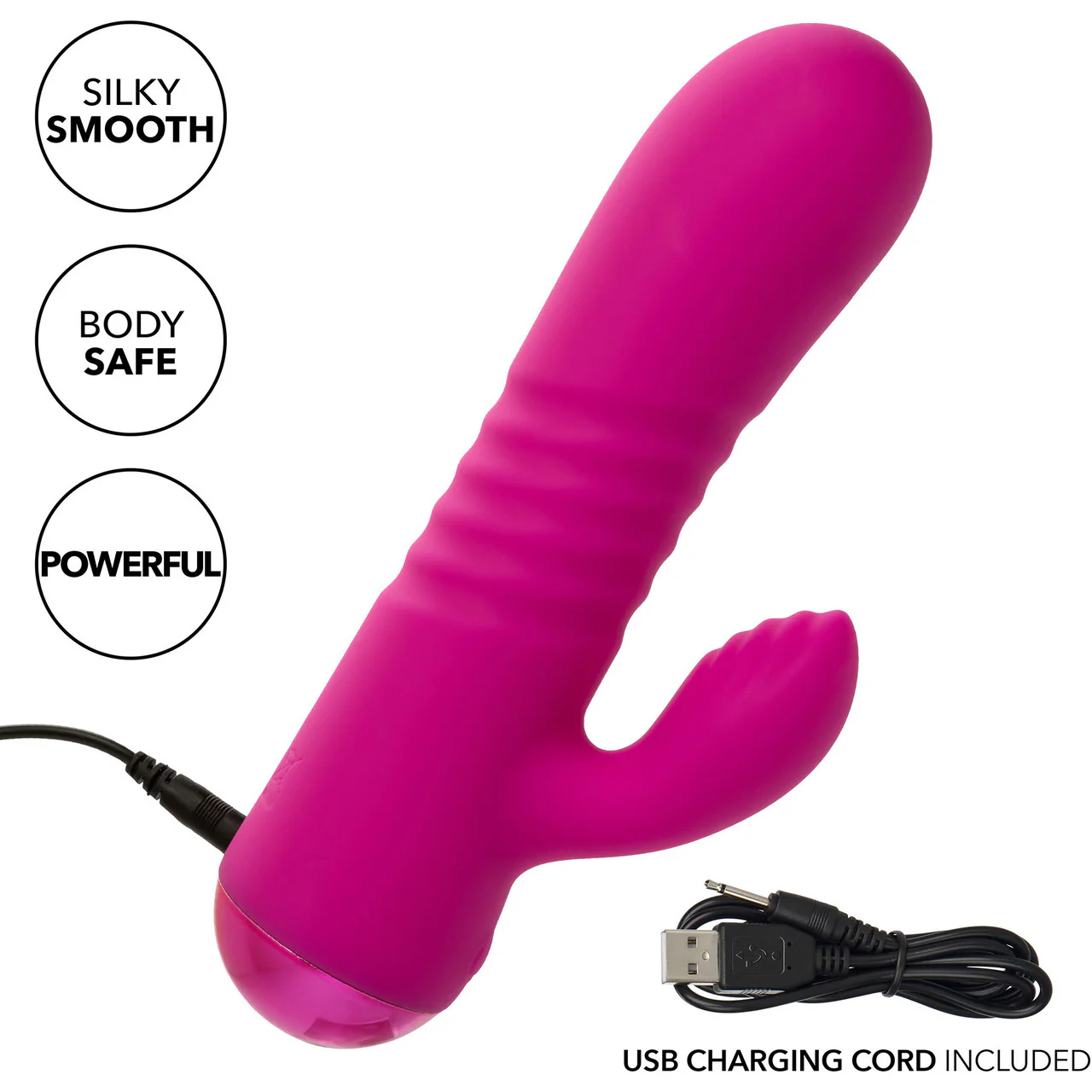 Thicc™ Chubby Honey Rechargeable Waterproof Silicone Dual Stimulation Vibrator By CalExotics - Pink - Image 9