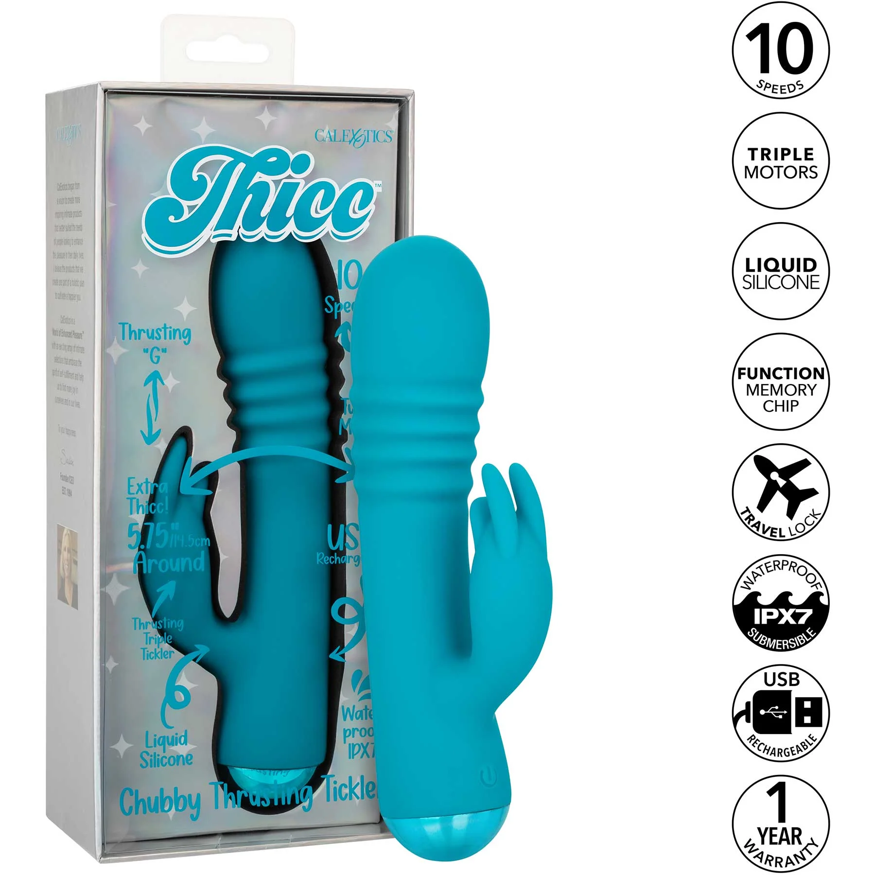Thicc™ Chubby Rechargeable Silicone Vibrating Dual Stimulation Thrusting Tickler - Image 8