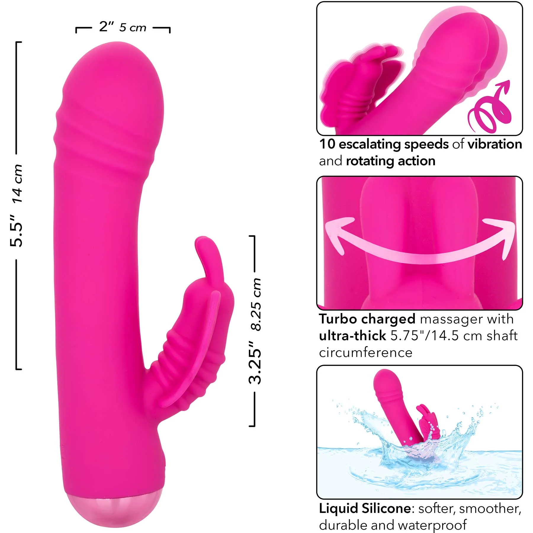 Thicc™ Chubby Rechargeable Silicone Vibrating Dual Stimulation Rotating Butterfly - Image 9