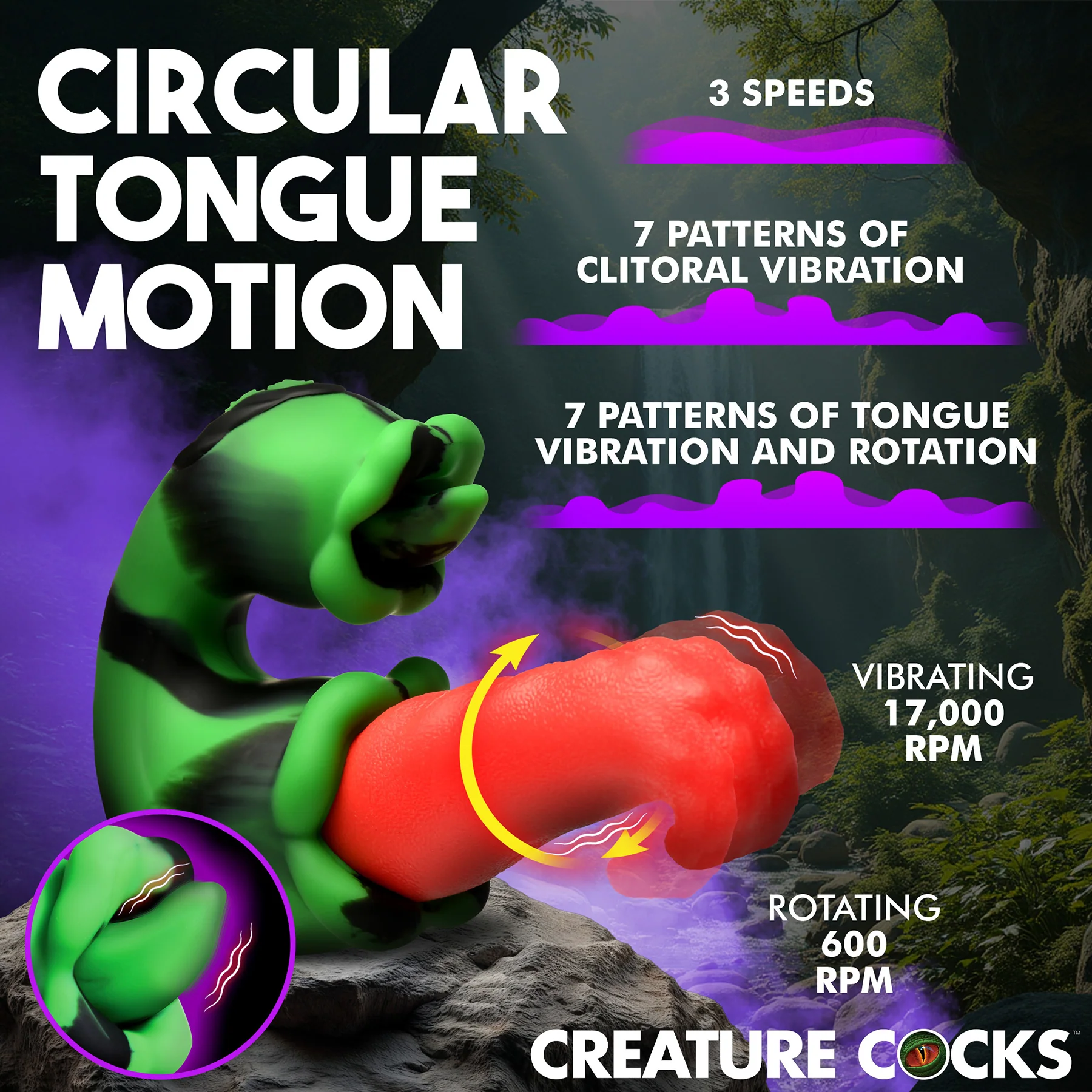 Tongue Lasher Licking & Vibrating Silicone Stimulator By Creature Cocks - Image 2
