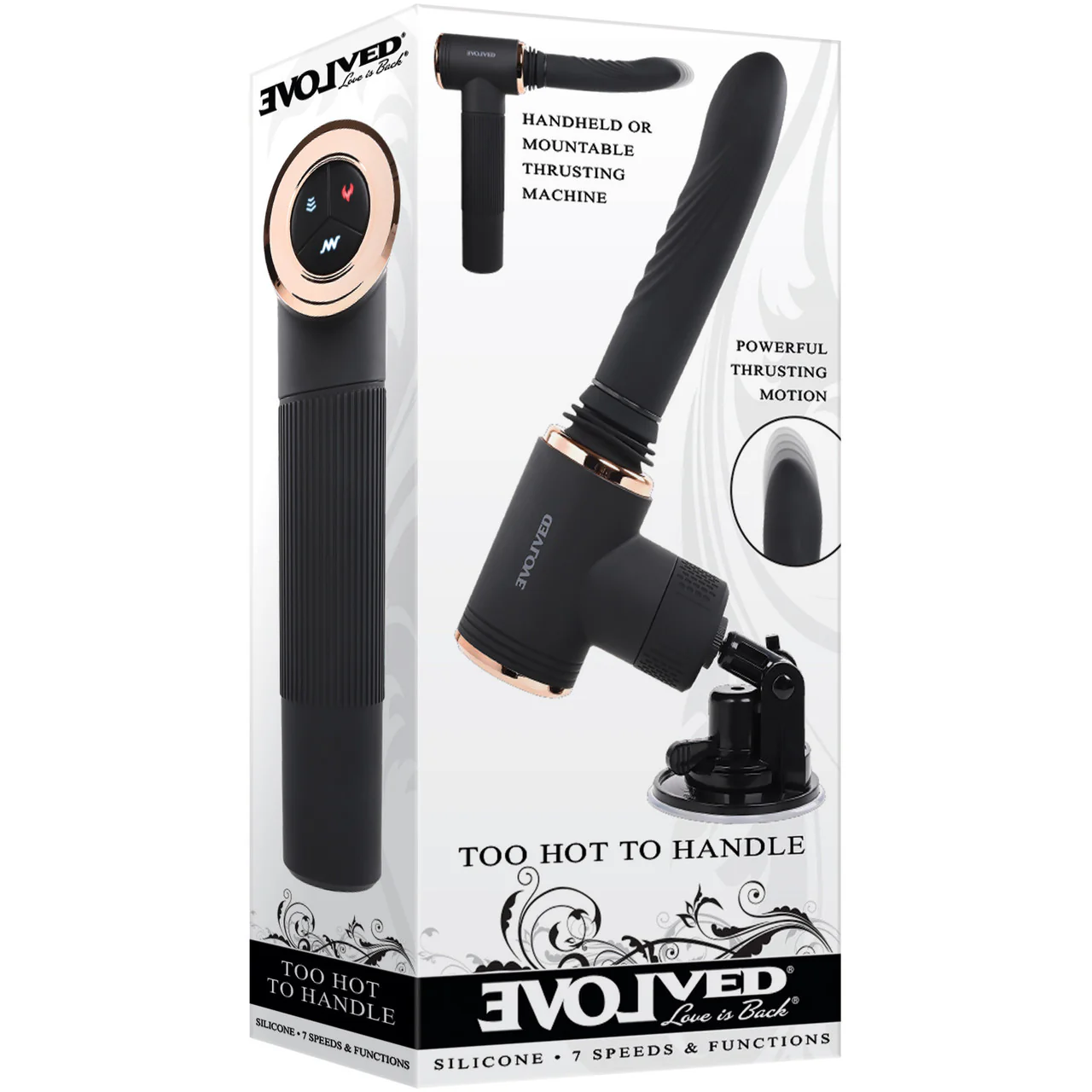 Too Hot To Handle Silicone Thrusting Vibrating Dildo With Suction Cup Stand By Evolved Novelties - Image 9