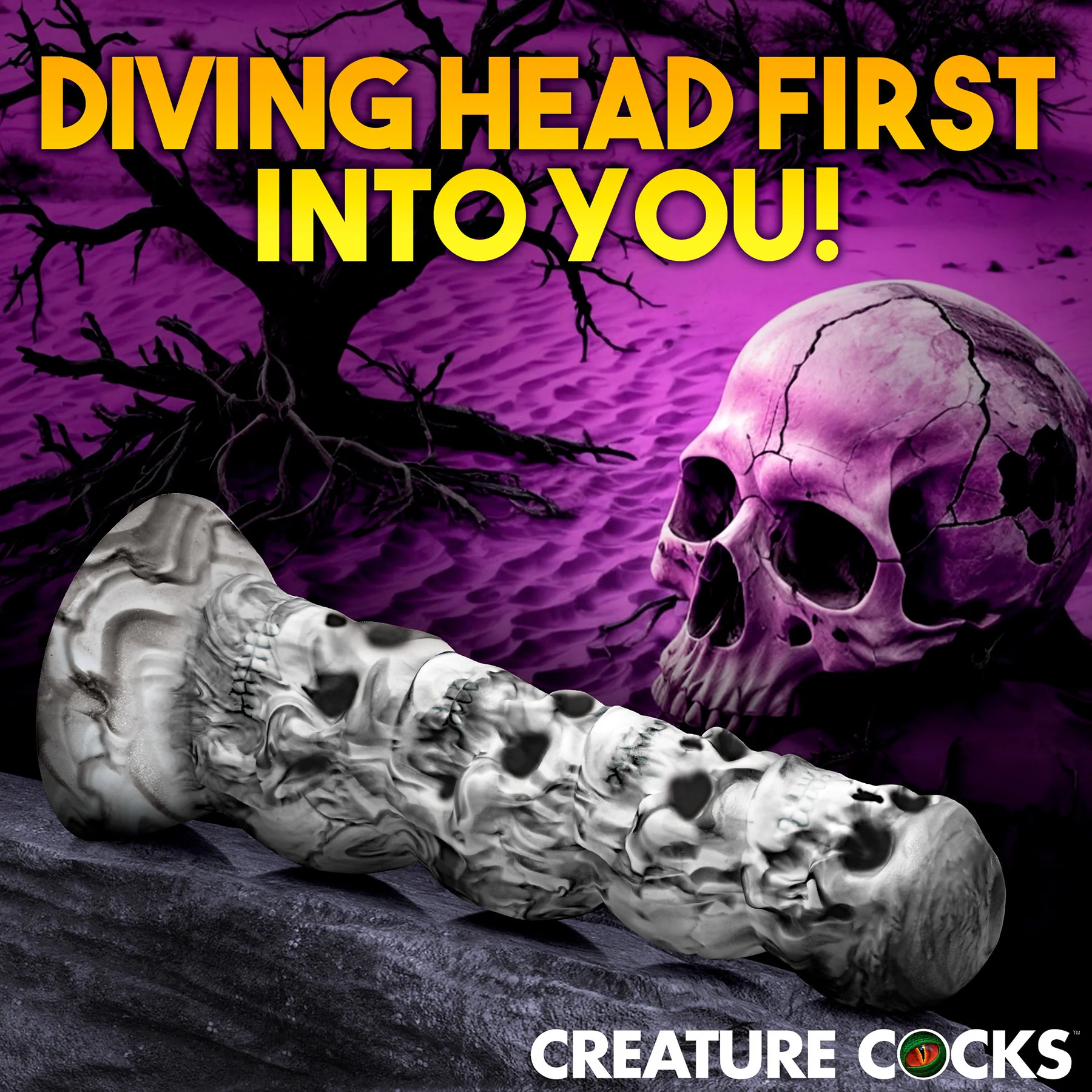 Tower of Doom 7" Stacked Skulls Silicone Fantasy Suction Cup Dildo By Creature Cocks - Image 4